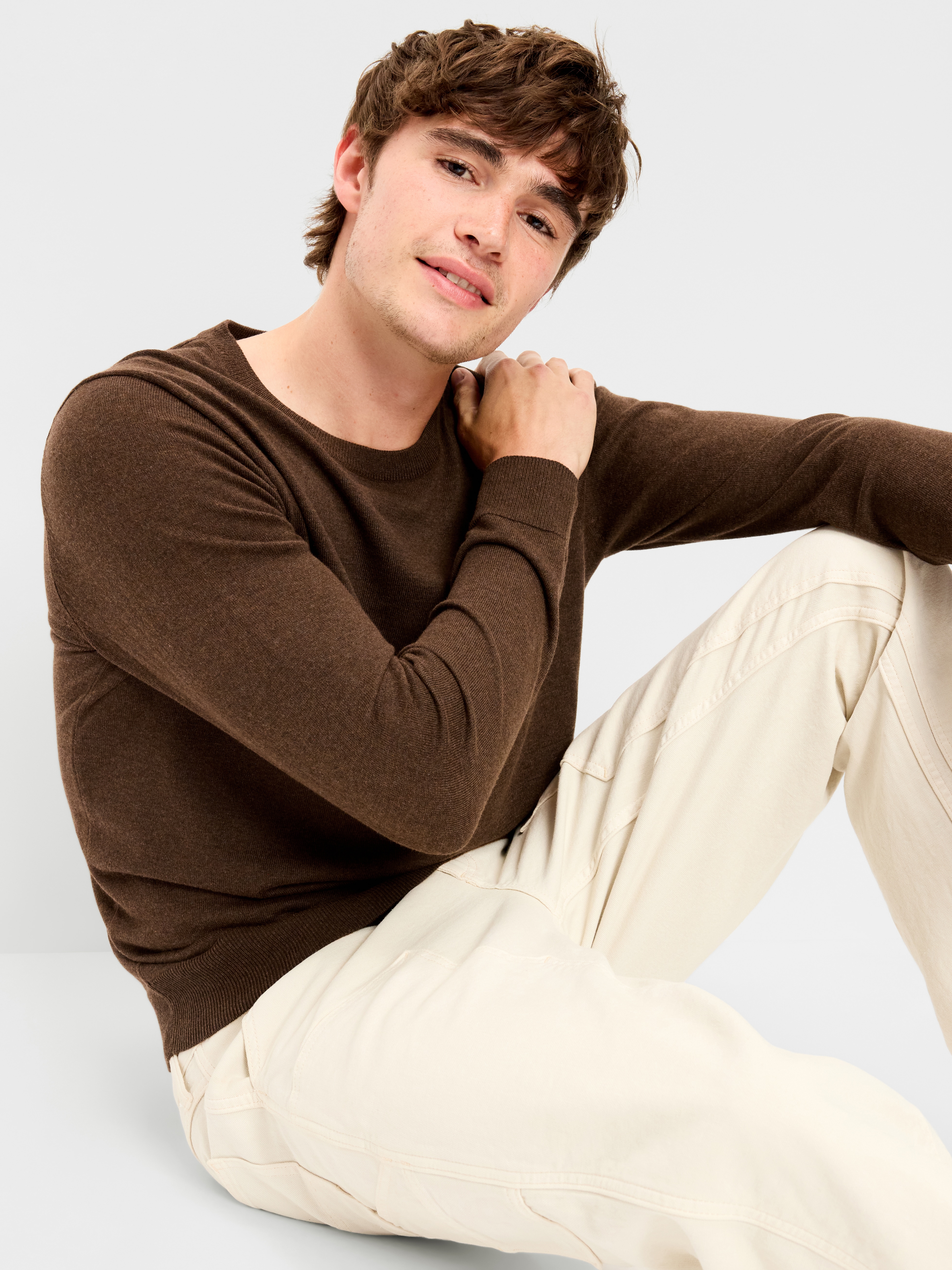 Essential Crew-Neck Sweater - Brown Heather - 3