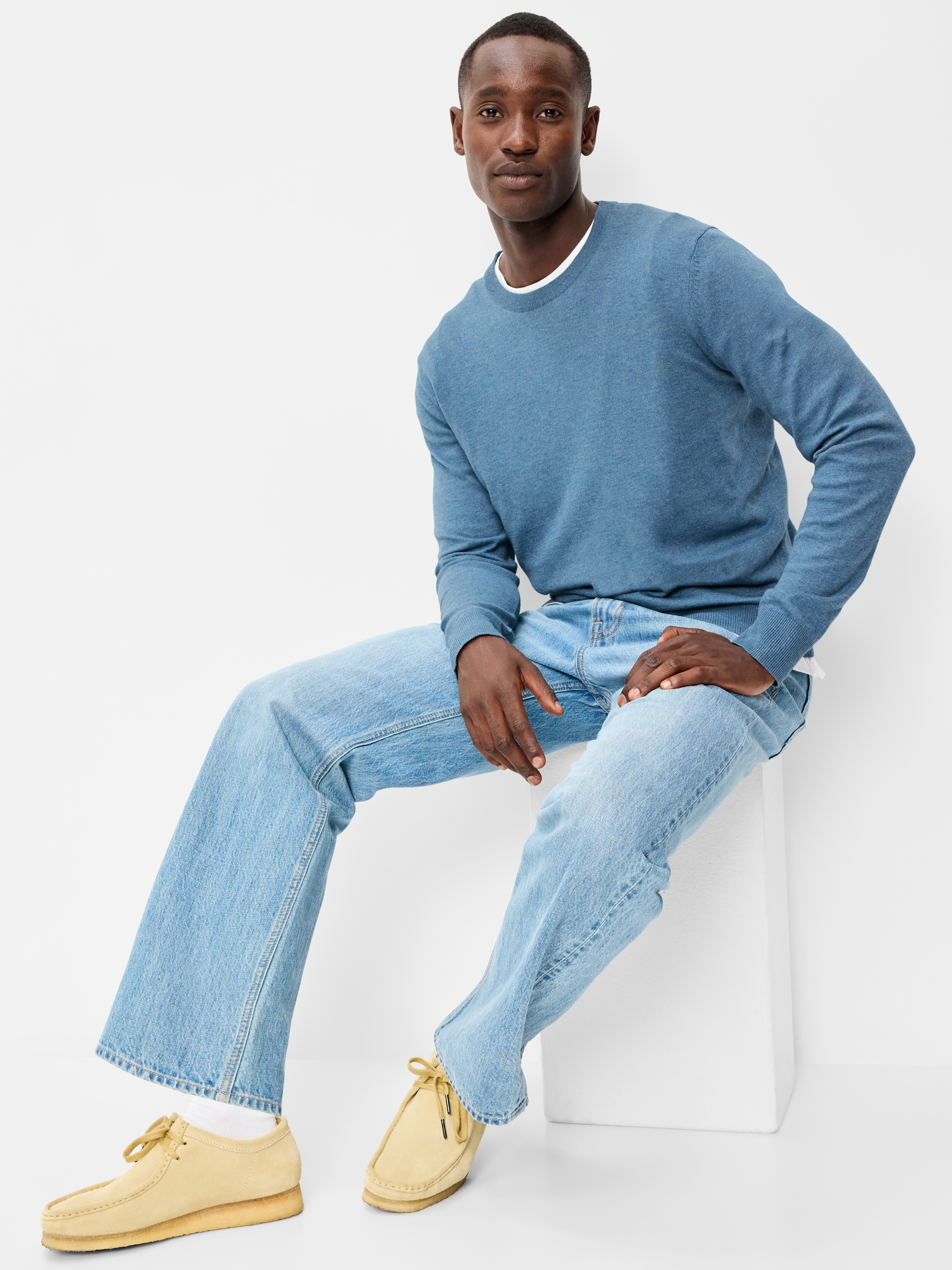 Essential Crew-Neck Sweater - Medium Blue Heather - 3