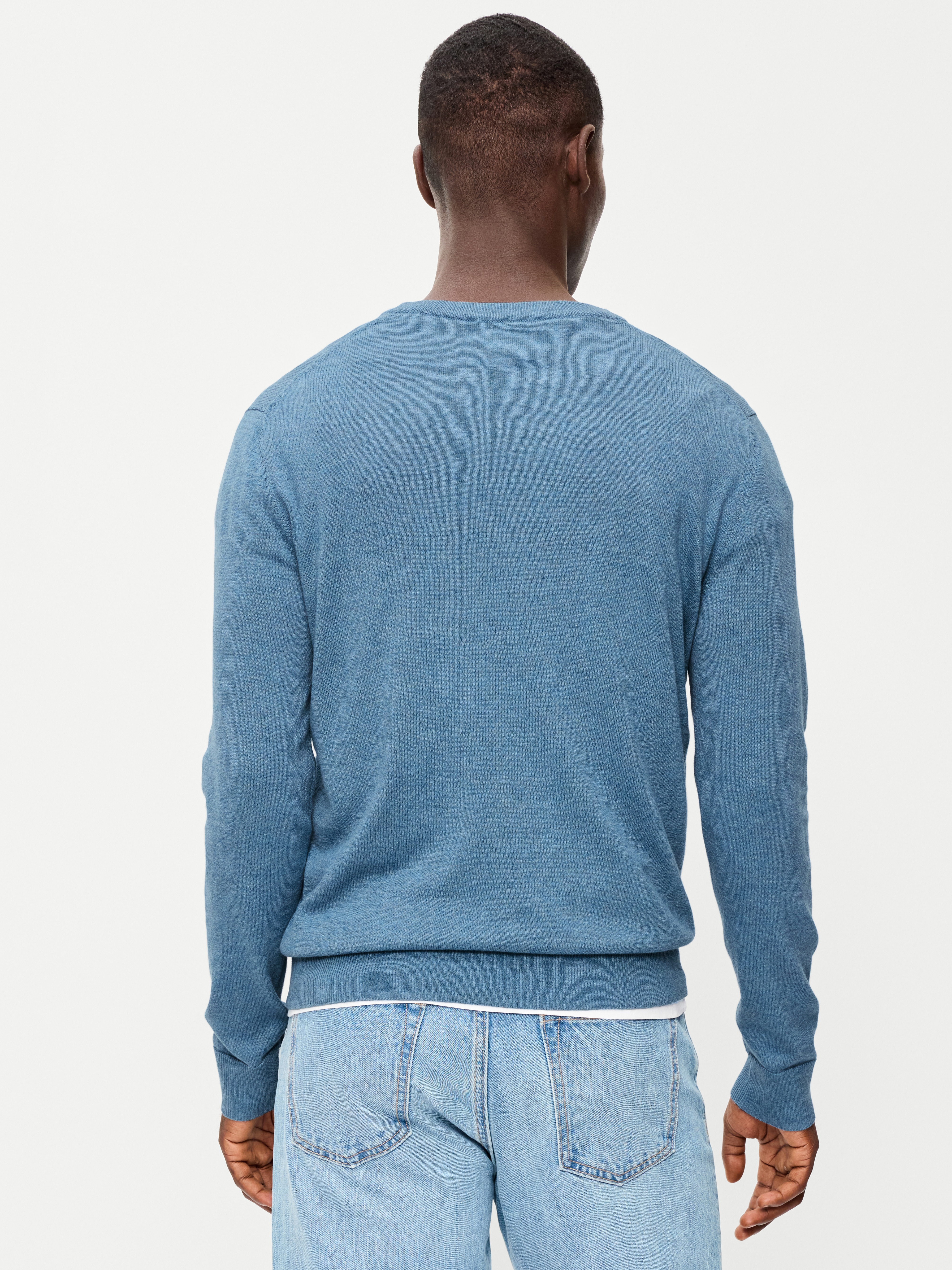 Essential Crew-Neck Sweater - Medium Blue Heather - 2