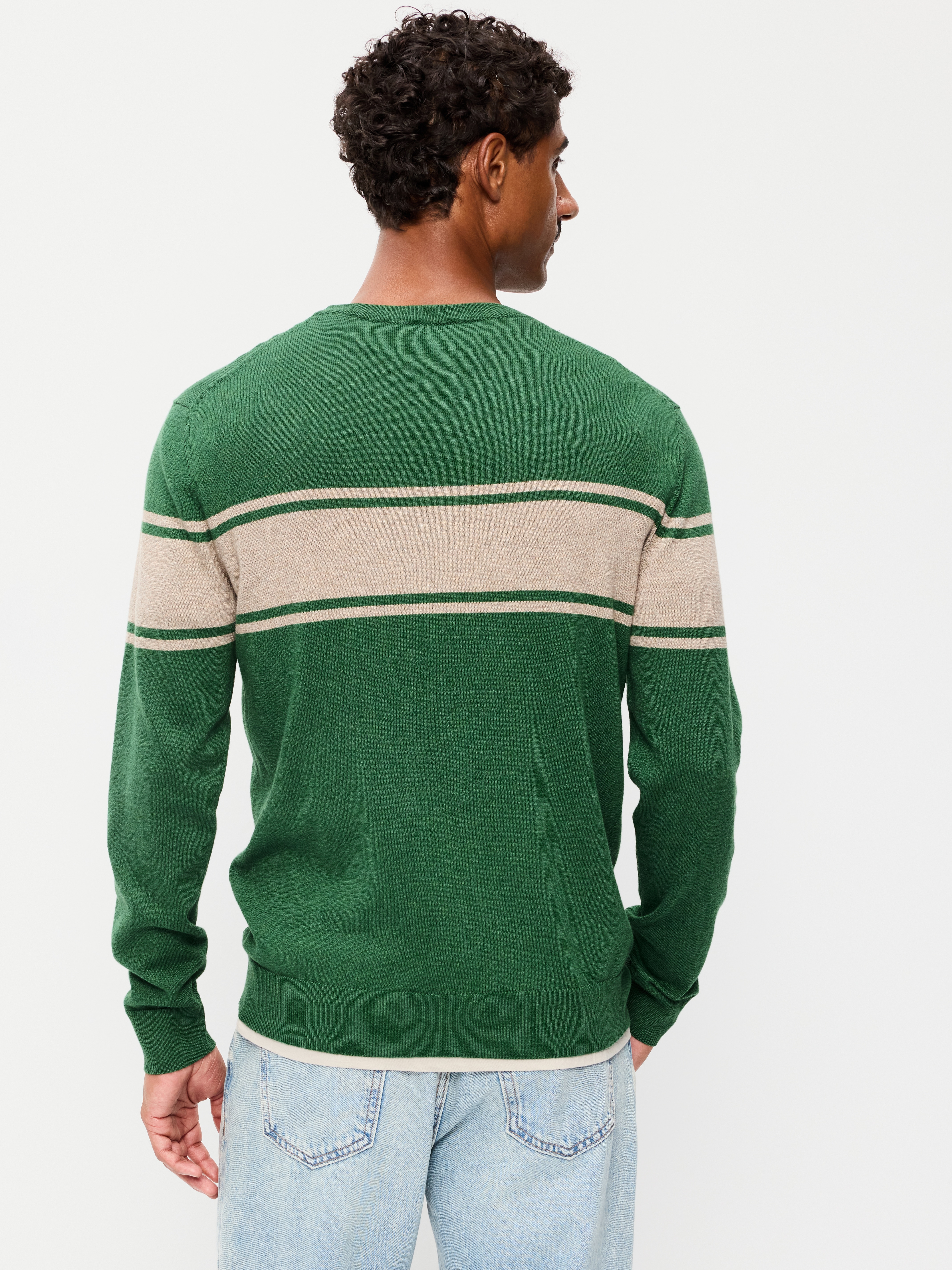 Essential Crew-Neck Sweater - Green Stripe - 2