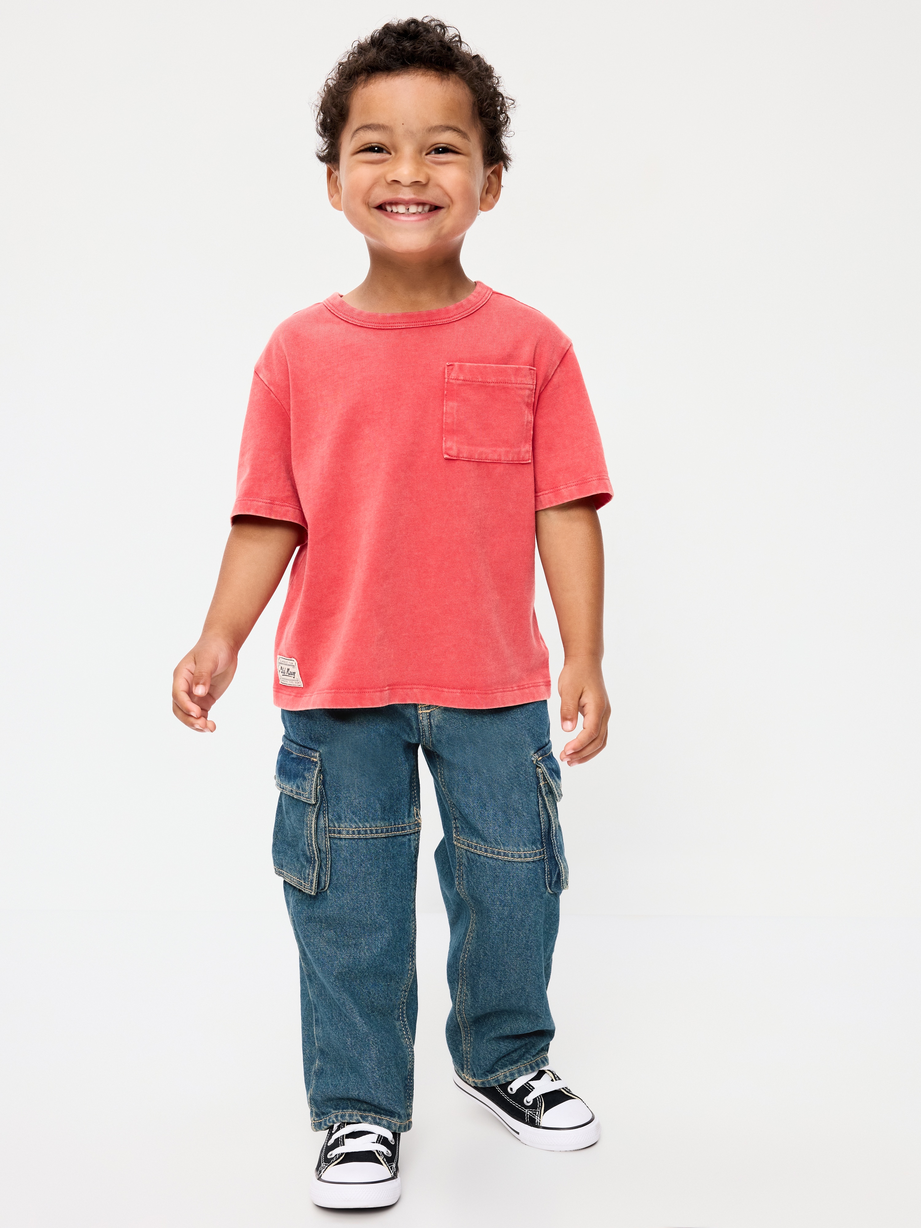 Super Baggy Barrel-Leg Cargo Jeans for Toddler Boys - Medium Wash - 1