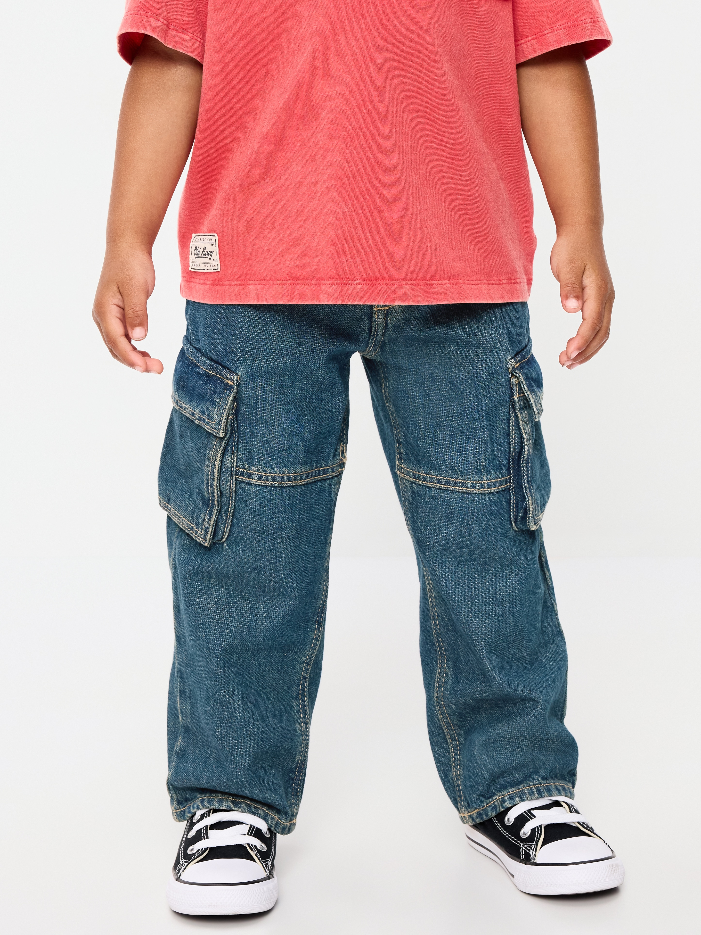 Super Baggy Barrel-Leg Cargo Jeans for Toddler Boys - Medium Wash - 2