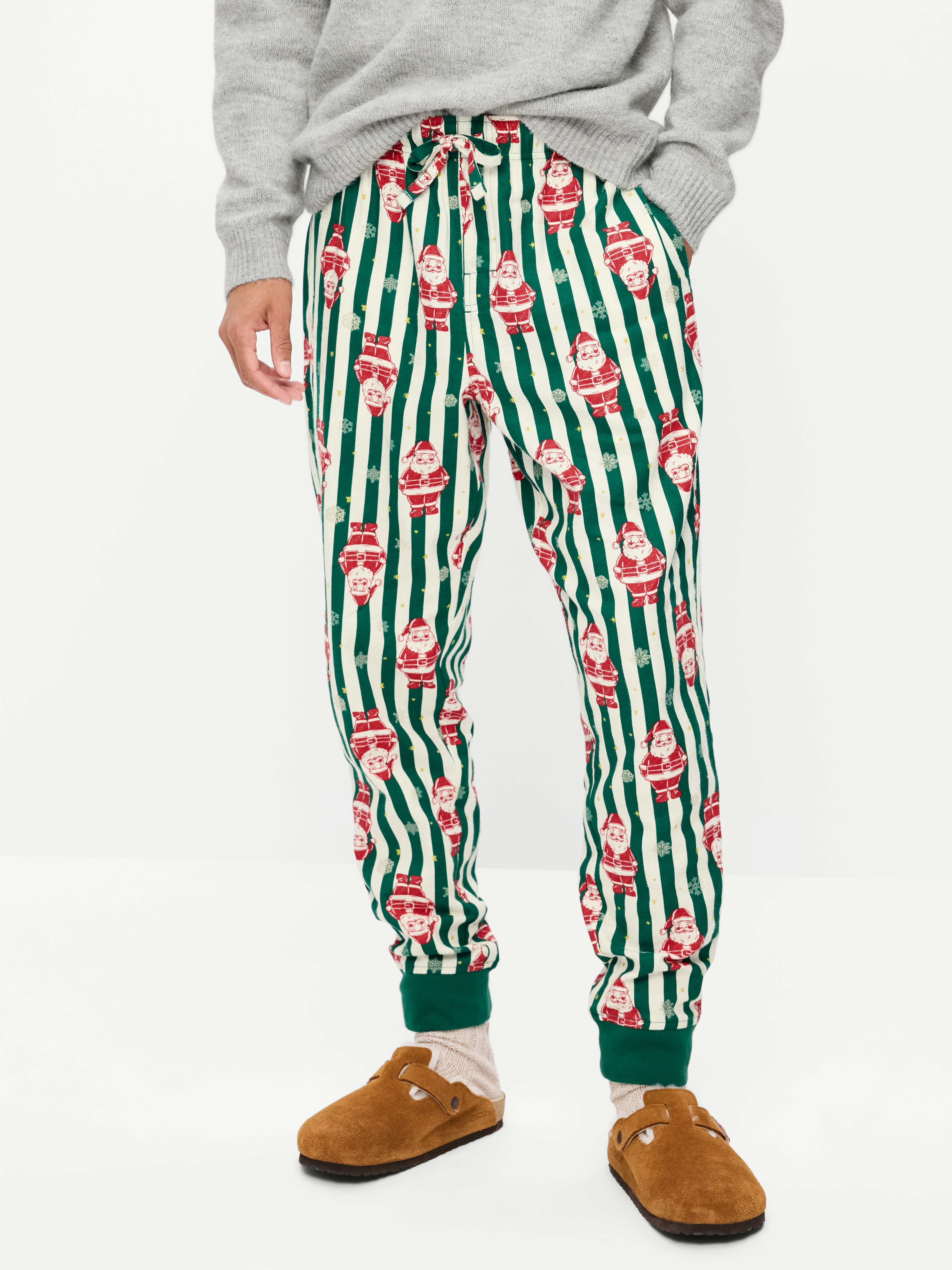 Flannel Pajama Joggers for Men - Santa Stripes (Match the Fam!) - 2