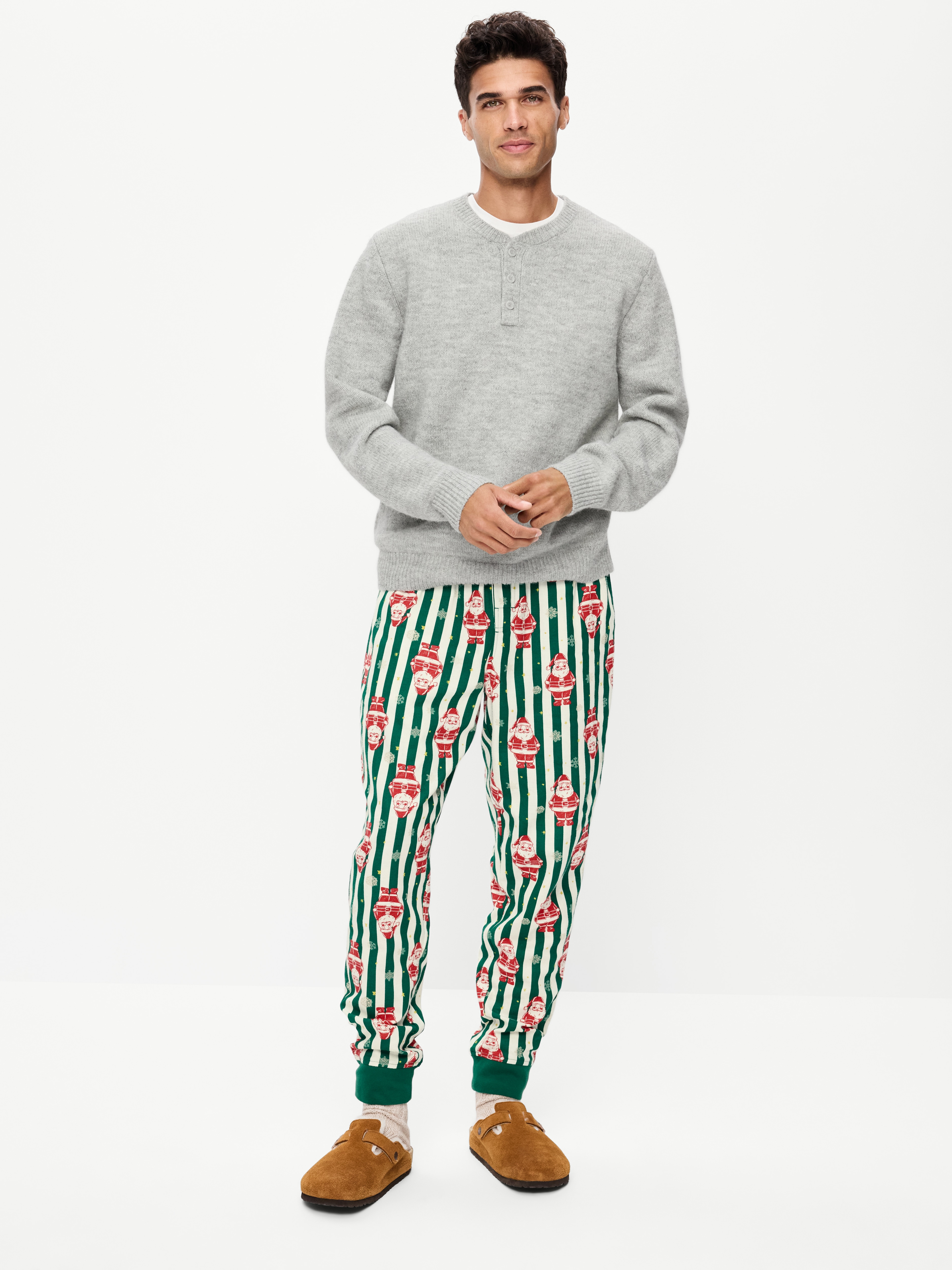 Flannel Pajama Joggers for Men - Santa Stripes (Match the Fam!) - 1