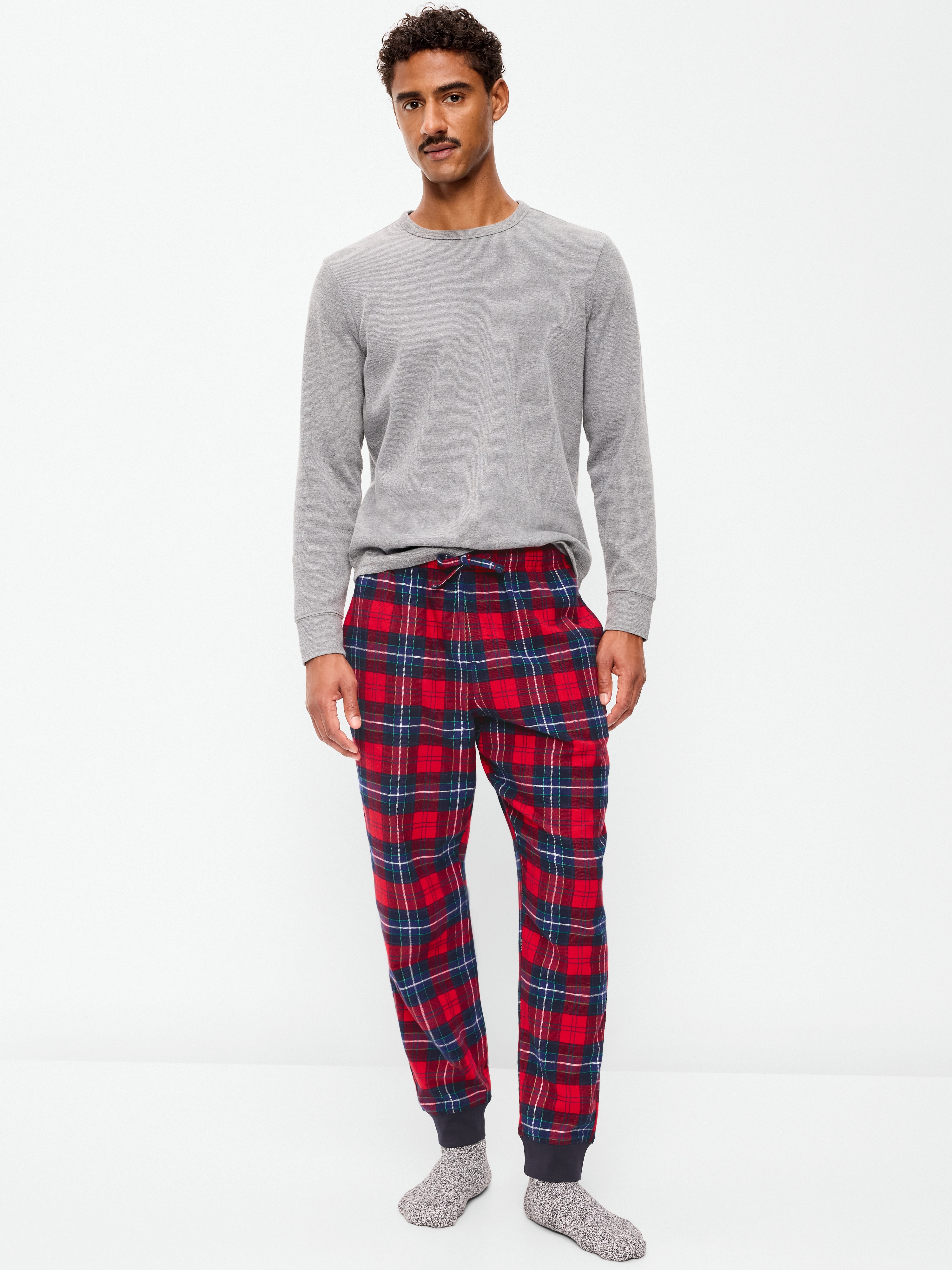 Flannel Pajama Joggers for Men - Red Plaid (Match the Fam!) - 1