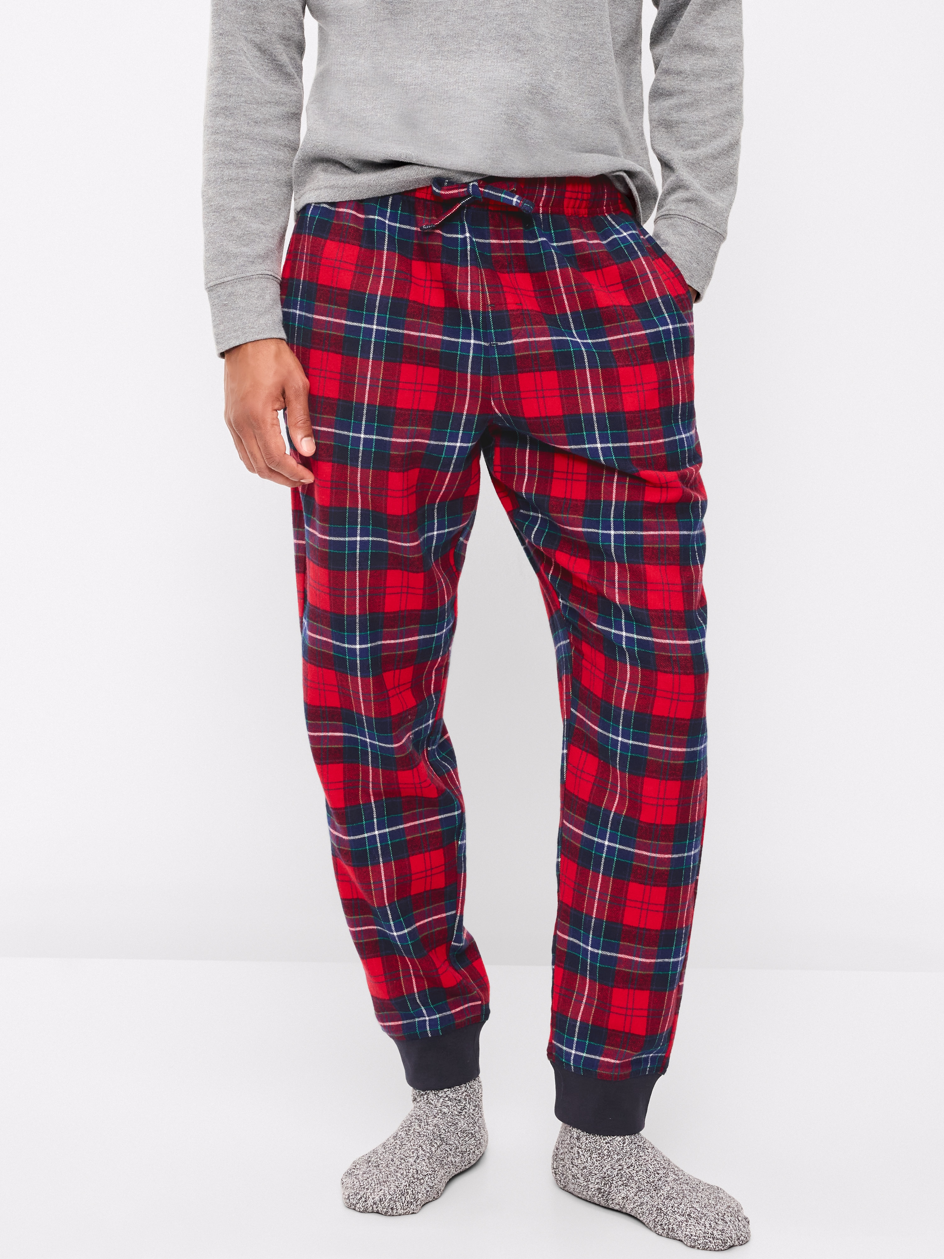 Flannel Pajama Joggers for Men - Red Plaid (Match the Fam!) - 2