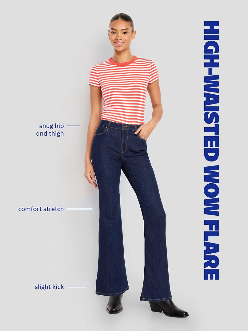 High-Waisted Wow Flare Jeans - Black Jack - 8