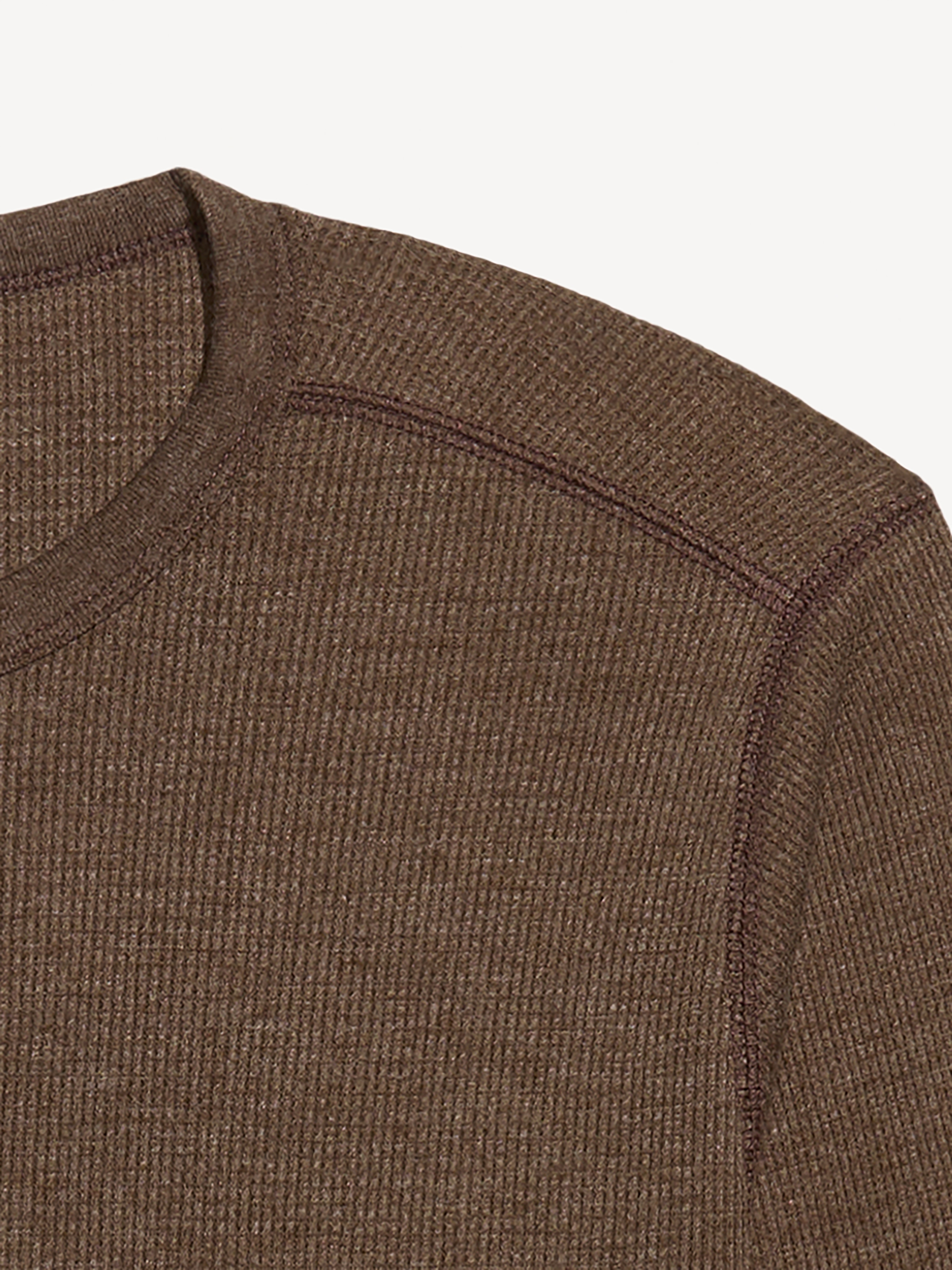 Crew-Neck Waffle T-Shirt - Dark Walnut - 4