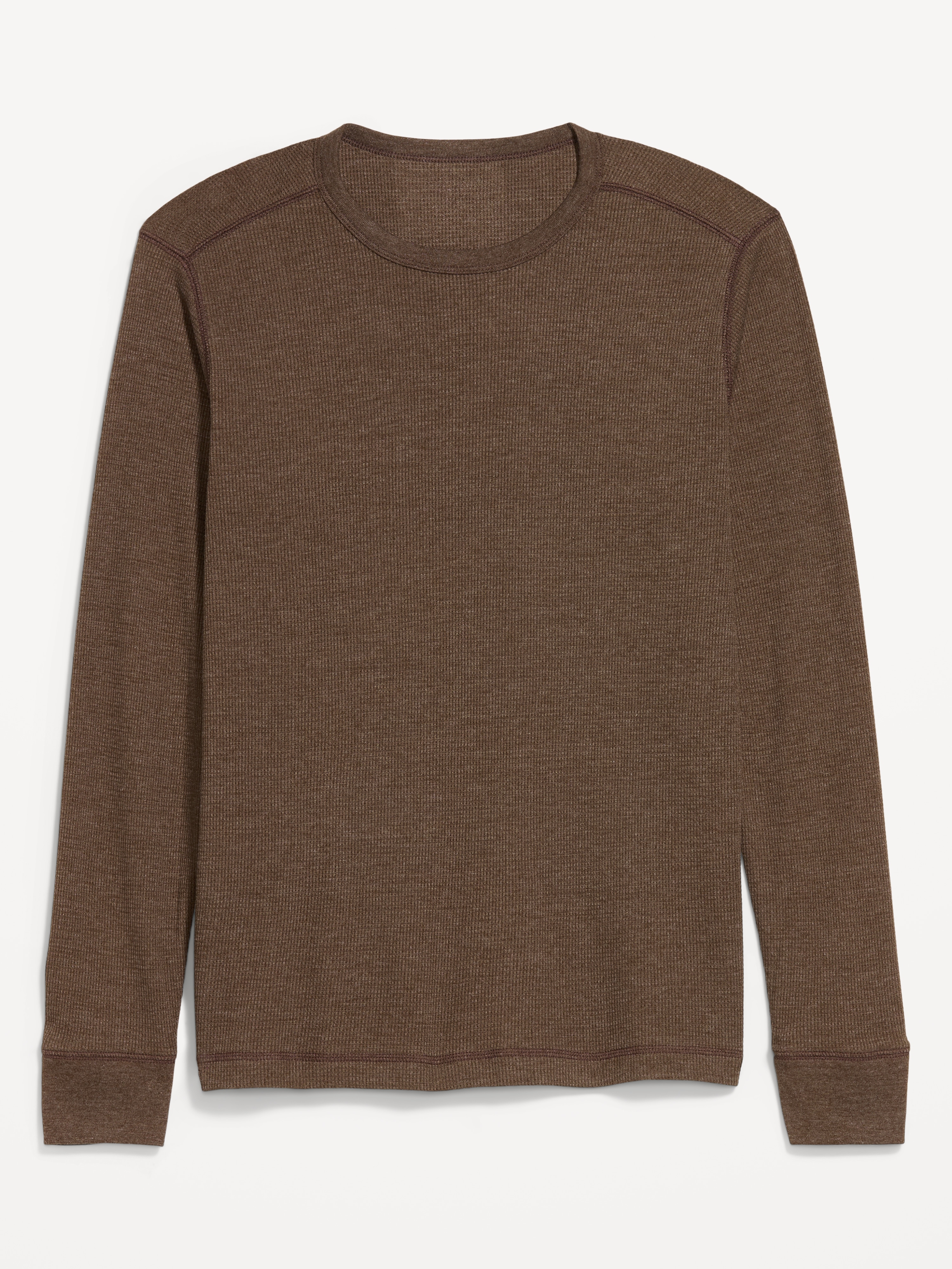 Crew-Neck Waffle T-Shirt - Dark Walnut - 3
