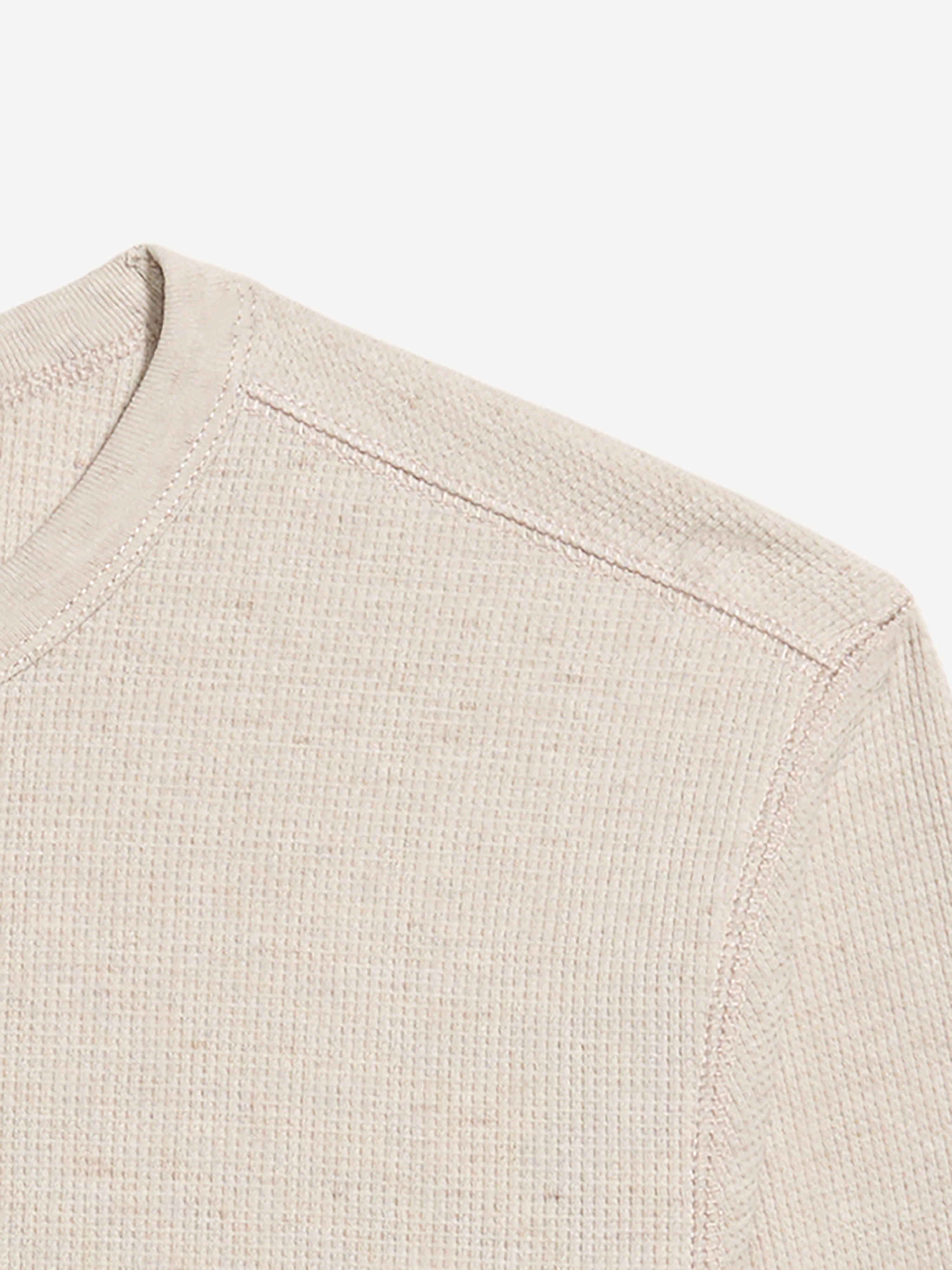 Crew-Neck Waffle T-Shirt - Oatmeal - 4