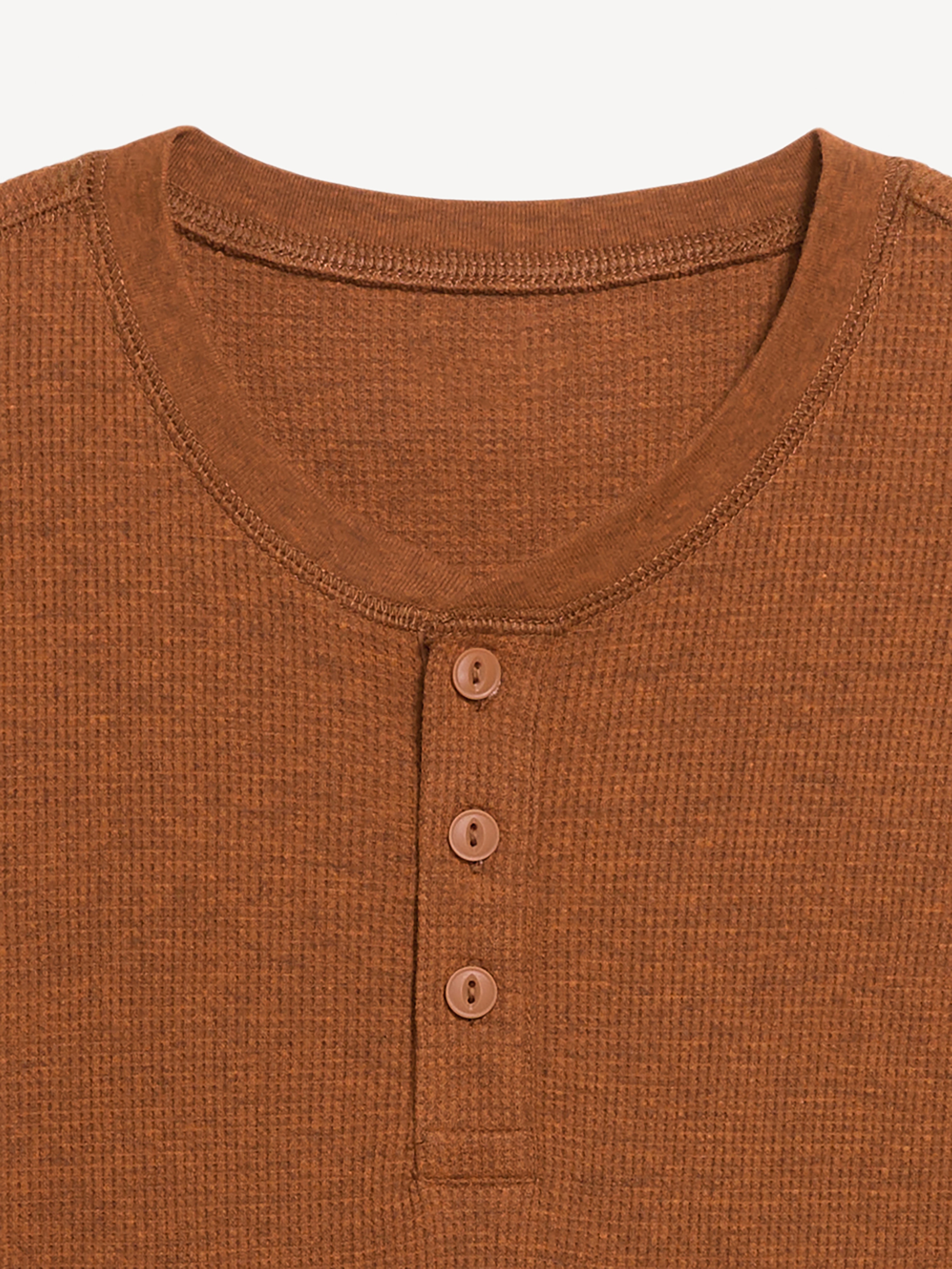 Long-Sleeve Waffle Henley T-Shirt - Gingerade - 5