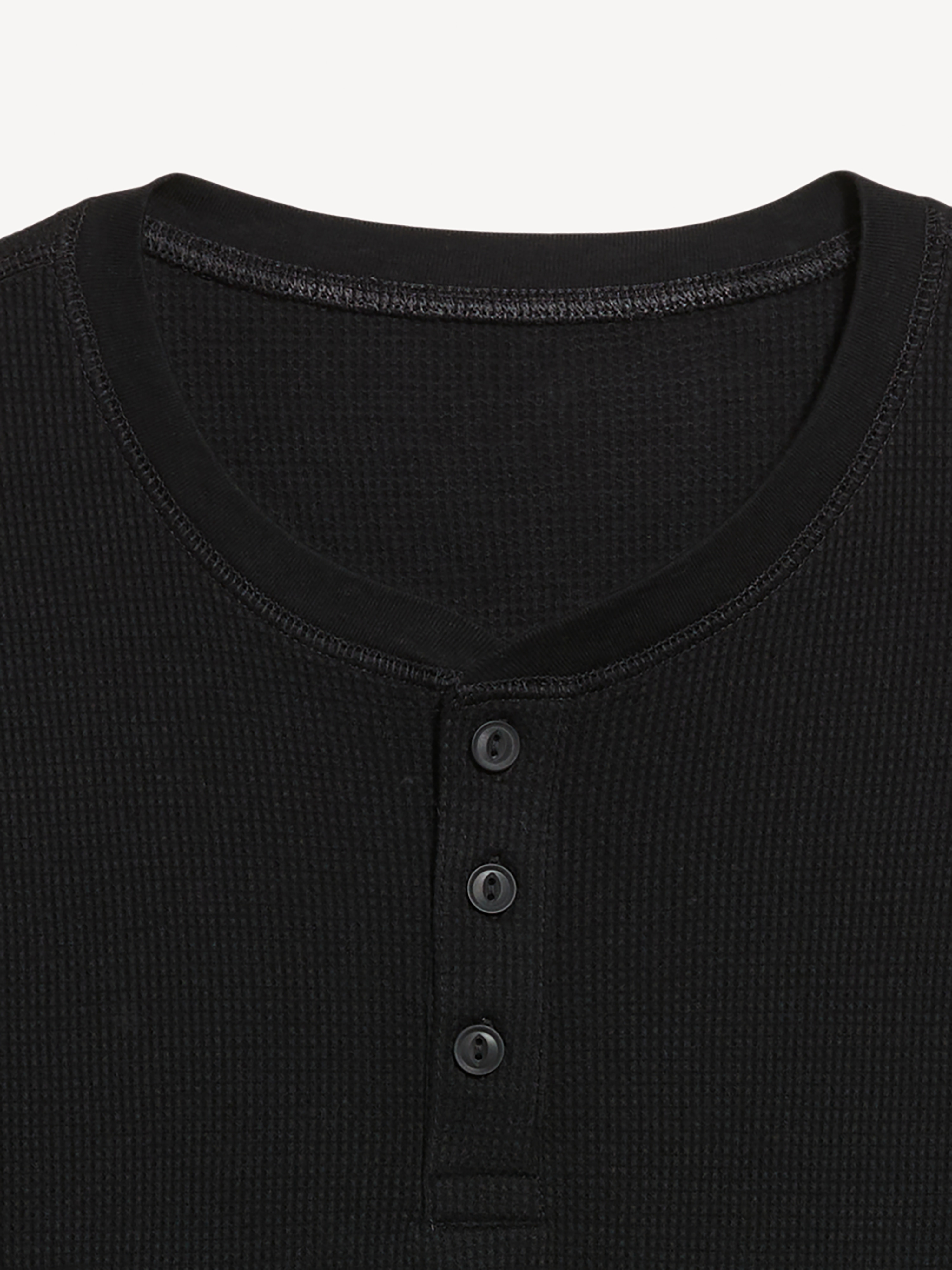 Long-Sleeve Waffle Henley T-Shirt - Black Jack - 4