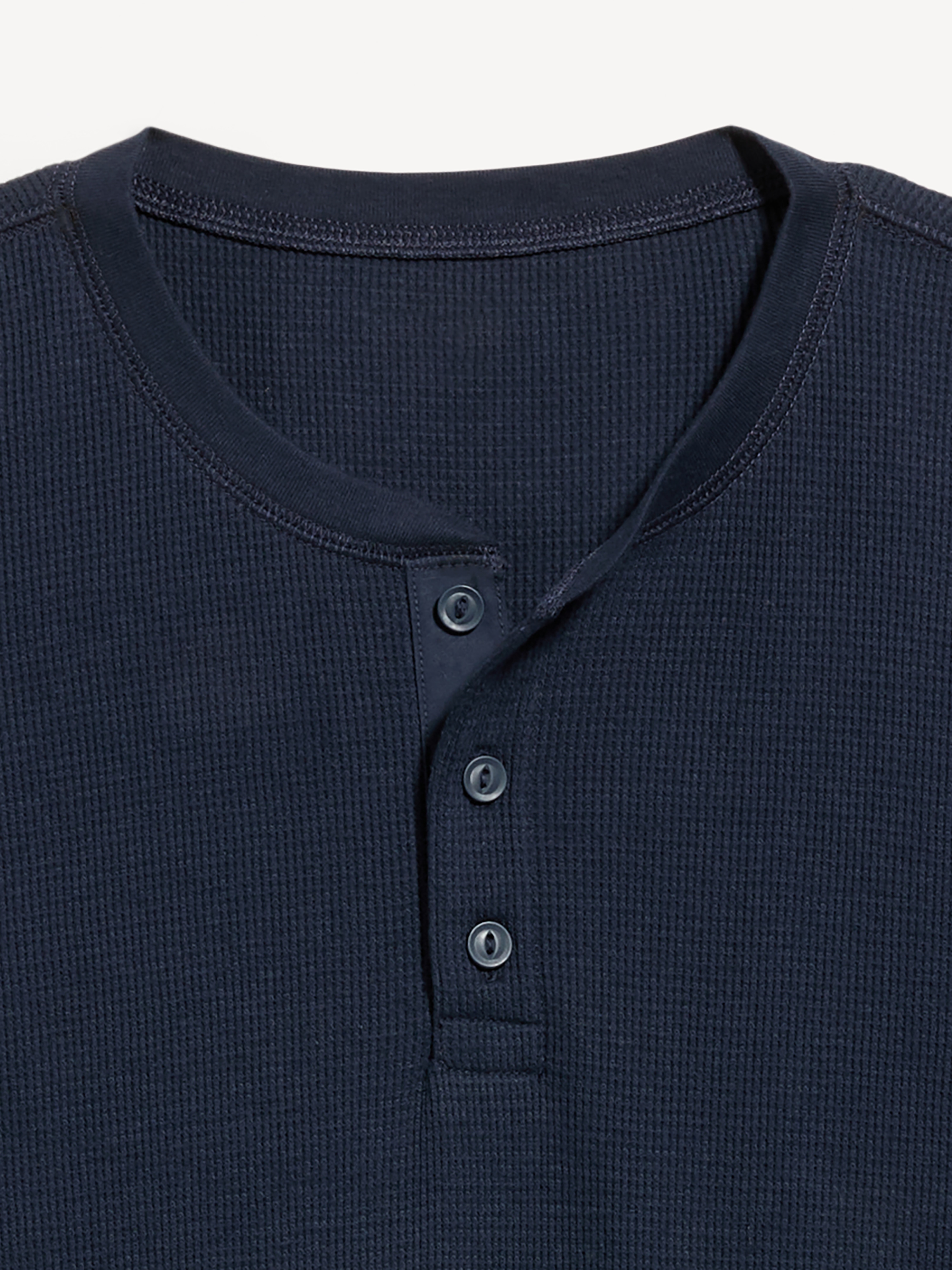 Long-Sleeve Waffle Henley T-Shirt - In the Navy - 4
