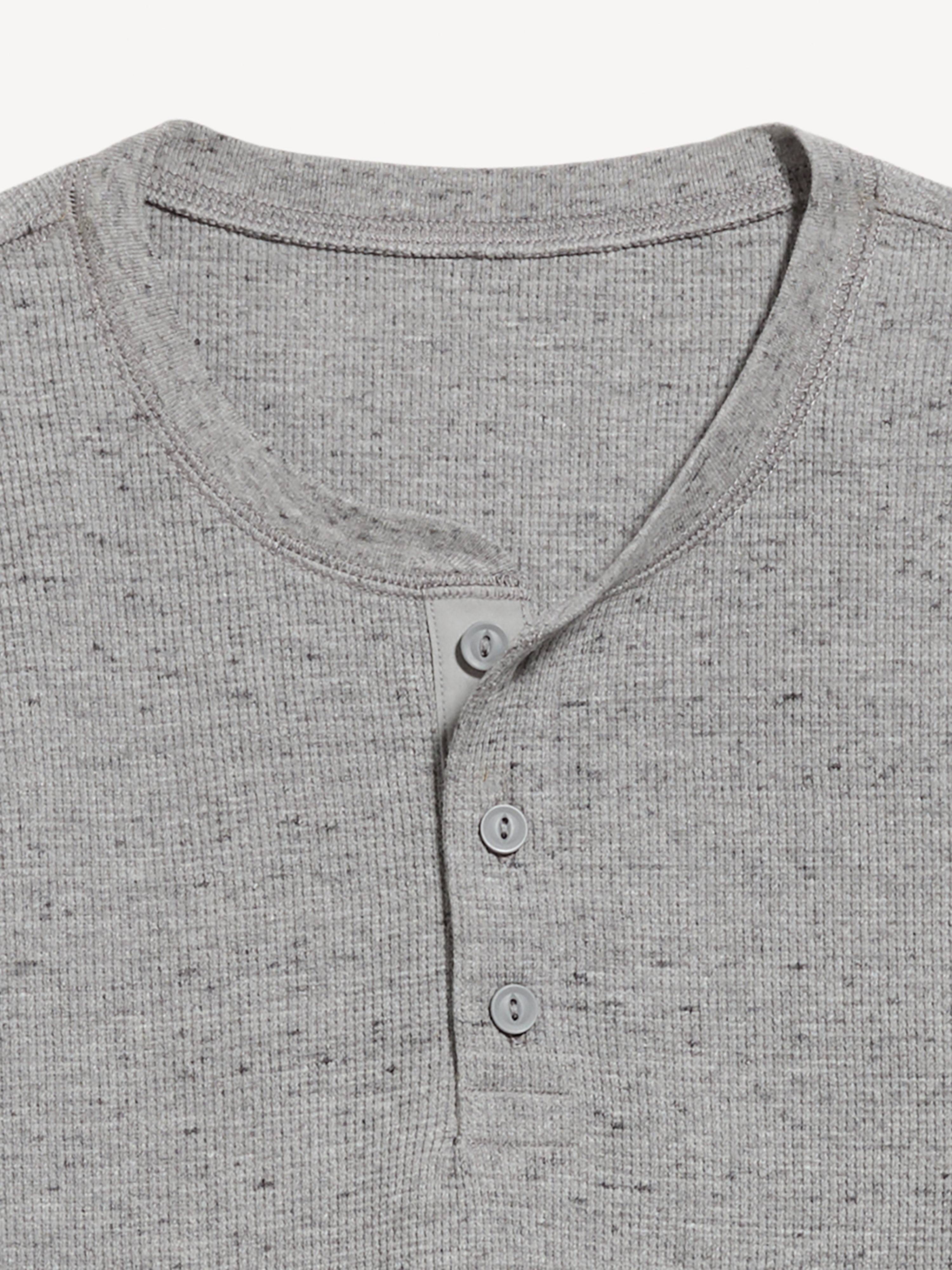 Long-Sleeve Waffle Henley T-Shirt - Heather Gray - 4