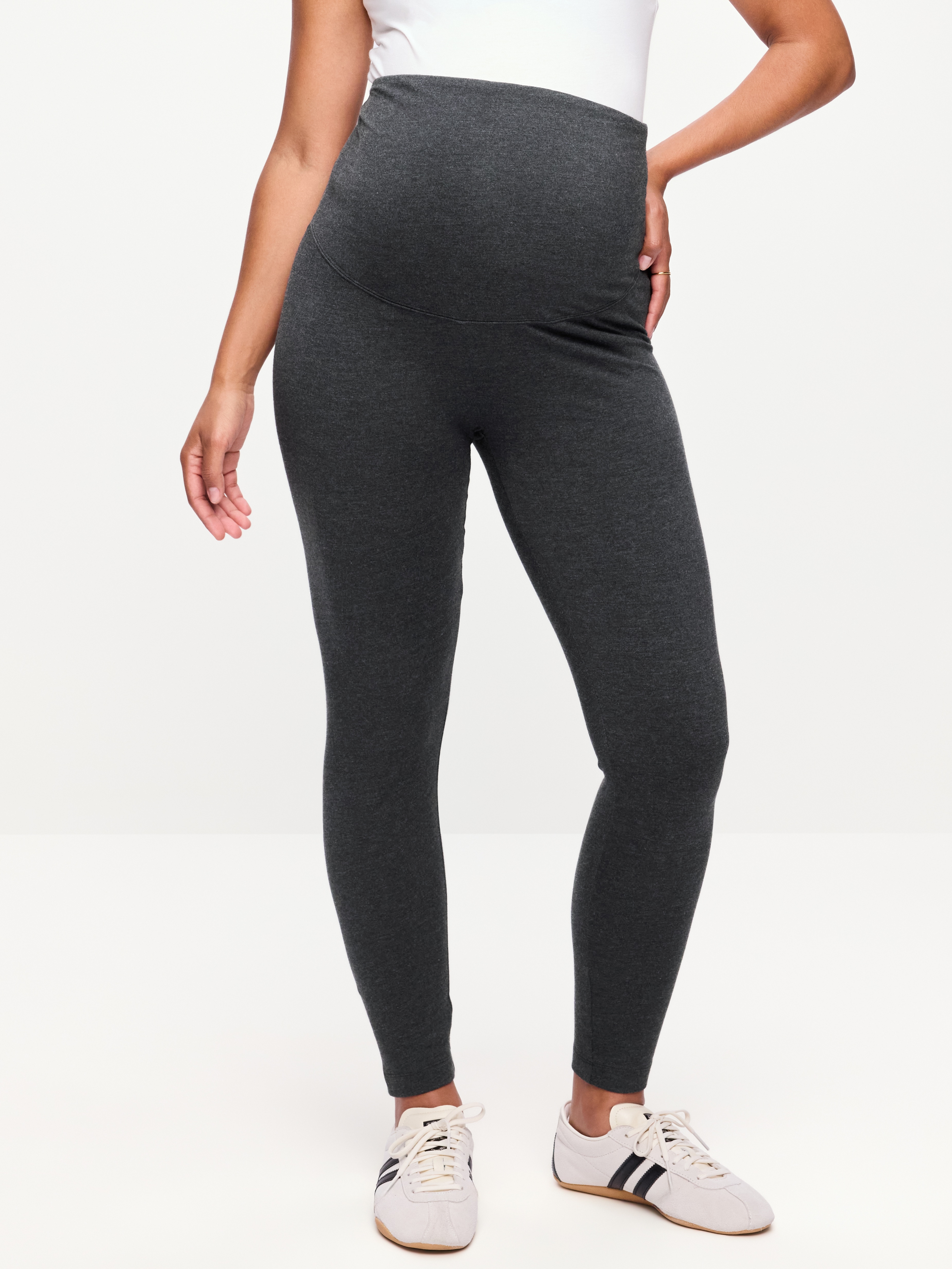 Maternity Full-Panel Leggings - Dark Heather Gray - 2