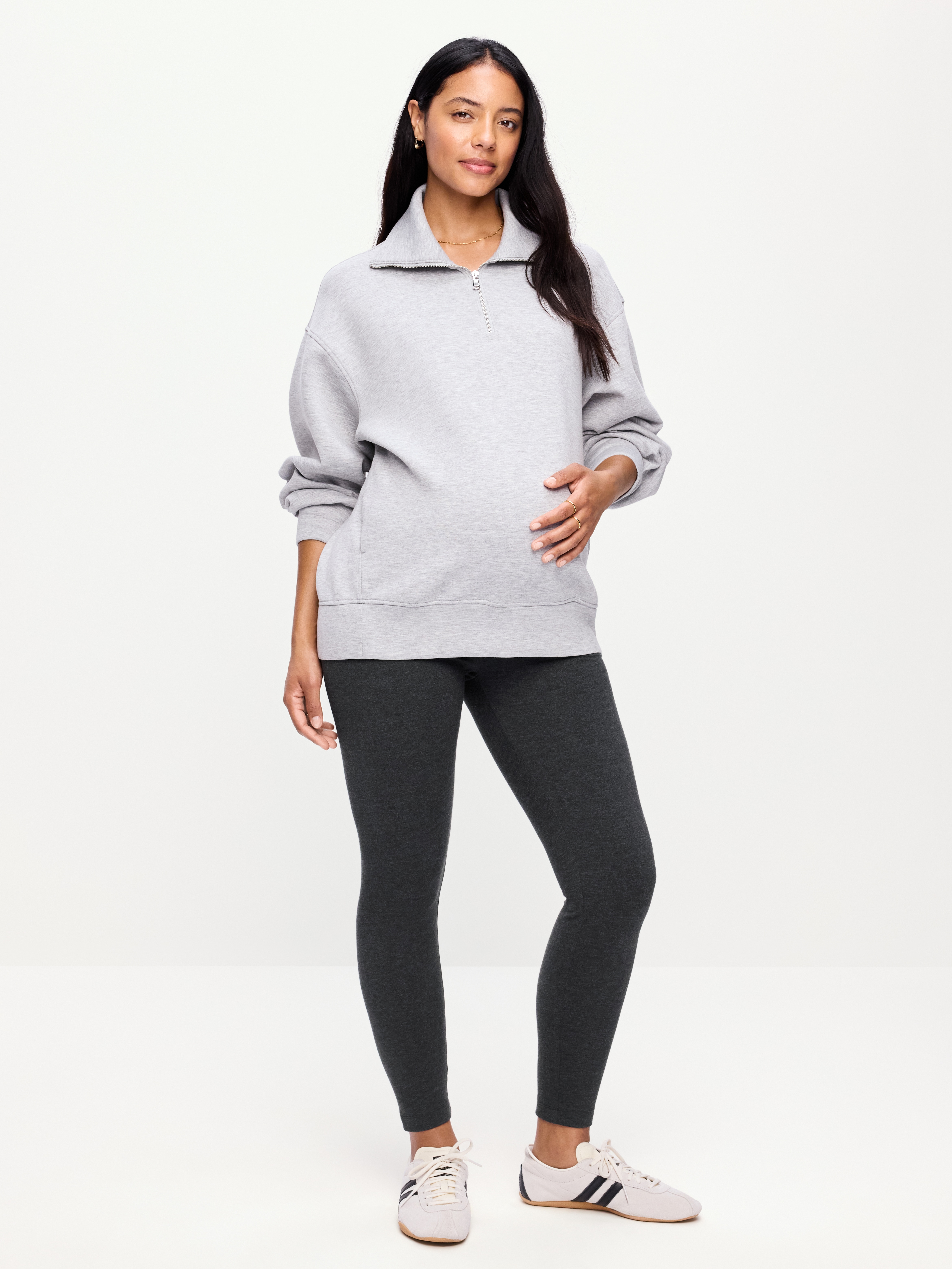Maternity Full-Panel Leggings - Dark Heather Gray - 1