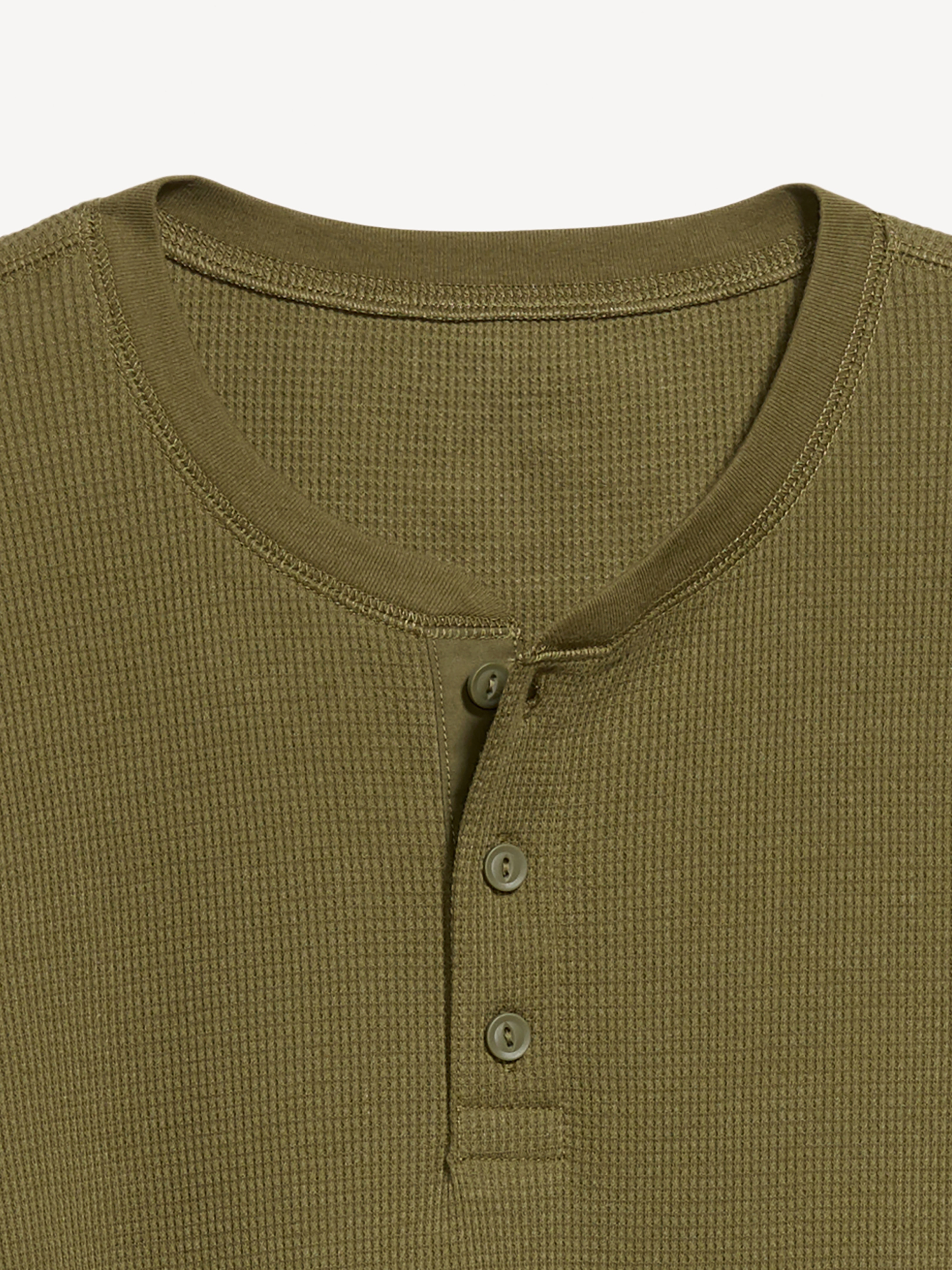 Long-Sleeve Waffle Henley T-Shirt - Jurassic Green - 4