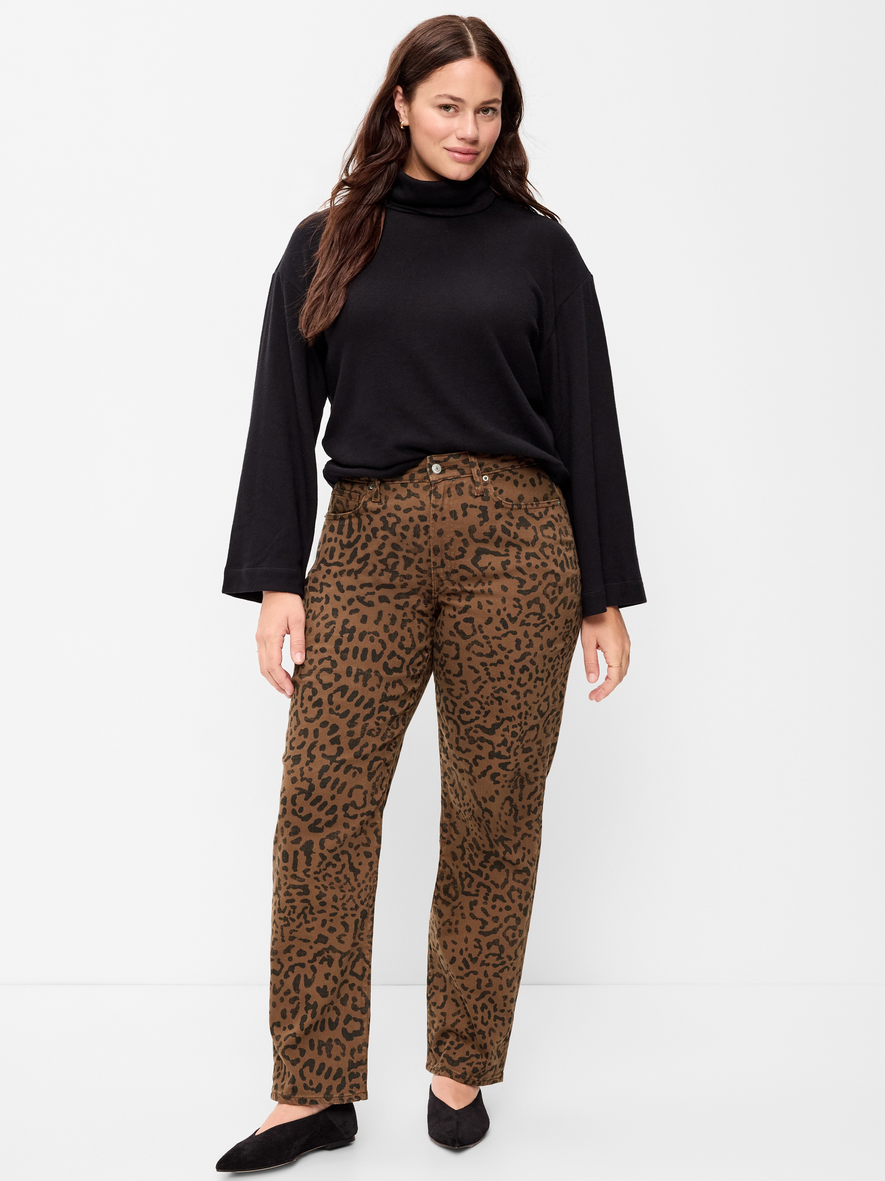 Curvy High-Waisted OG Loose Jeans - Brown Leopard - 5