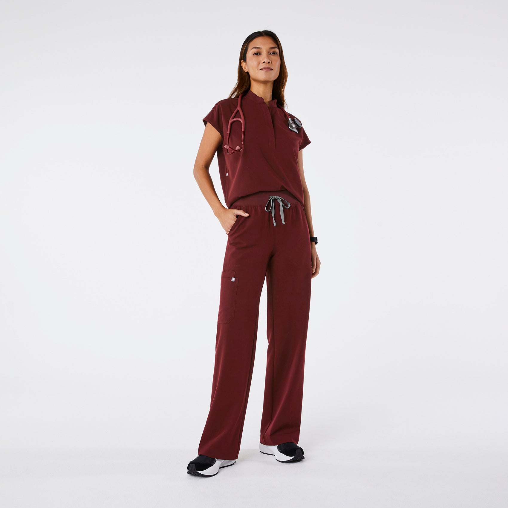 High Waisted Isabel Wide Leg Scrub Pants - 36