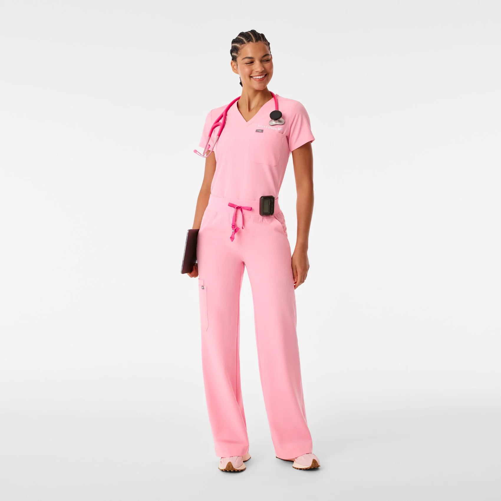 Isabel High-Rise Wide-Leg Scrub Pant - Fight Club Pink - 2