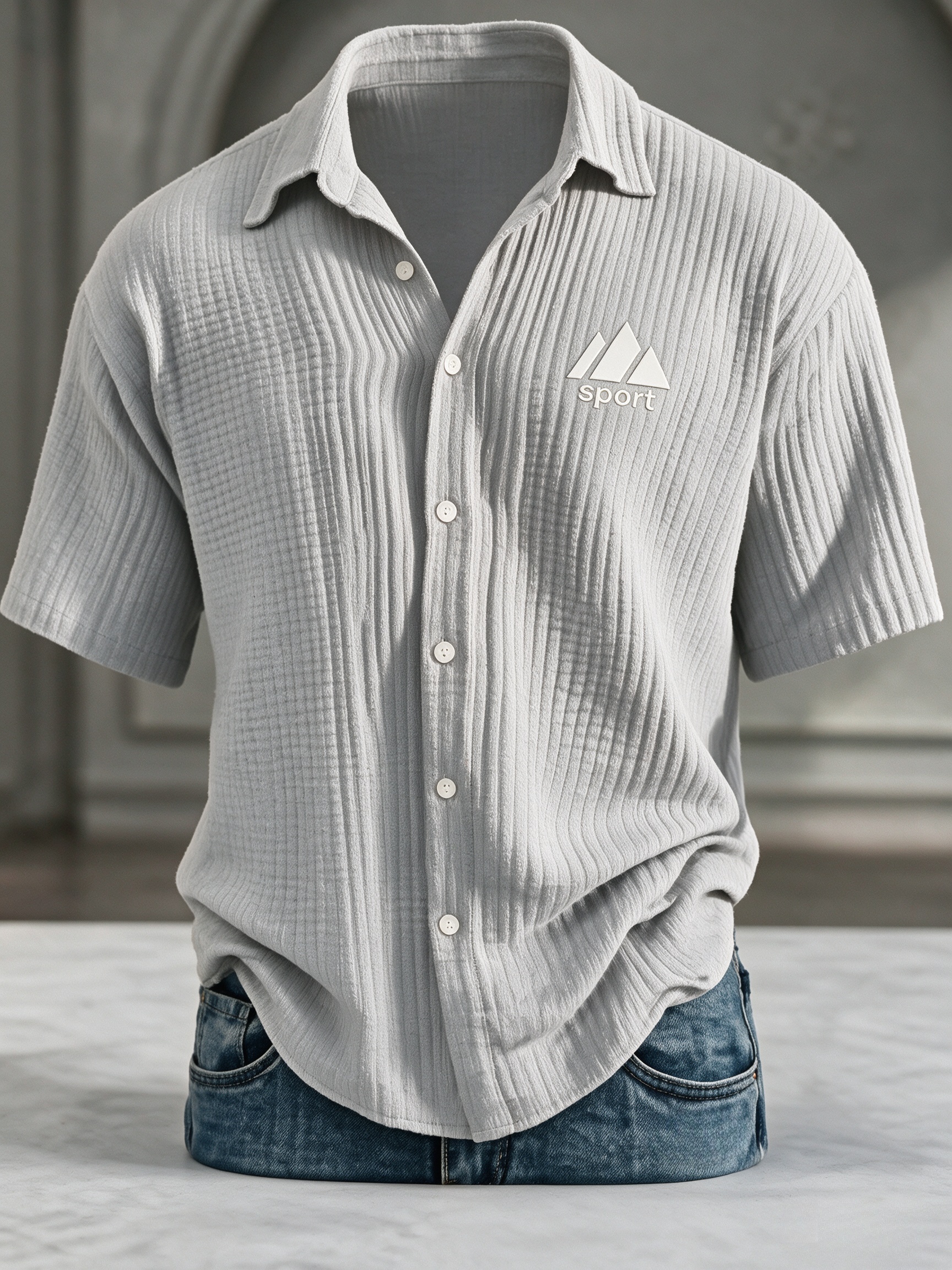Lukas™ Premium Atmungsaktives Baumwoll-Hemd mit Struktur-Muster