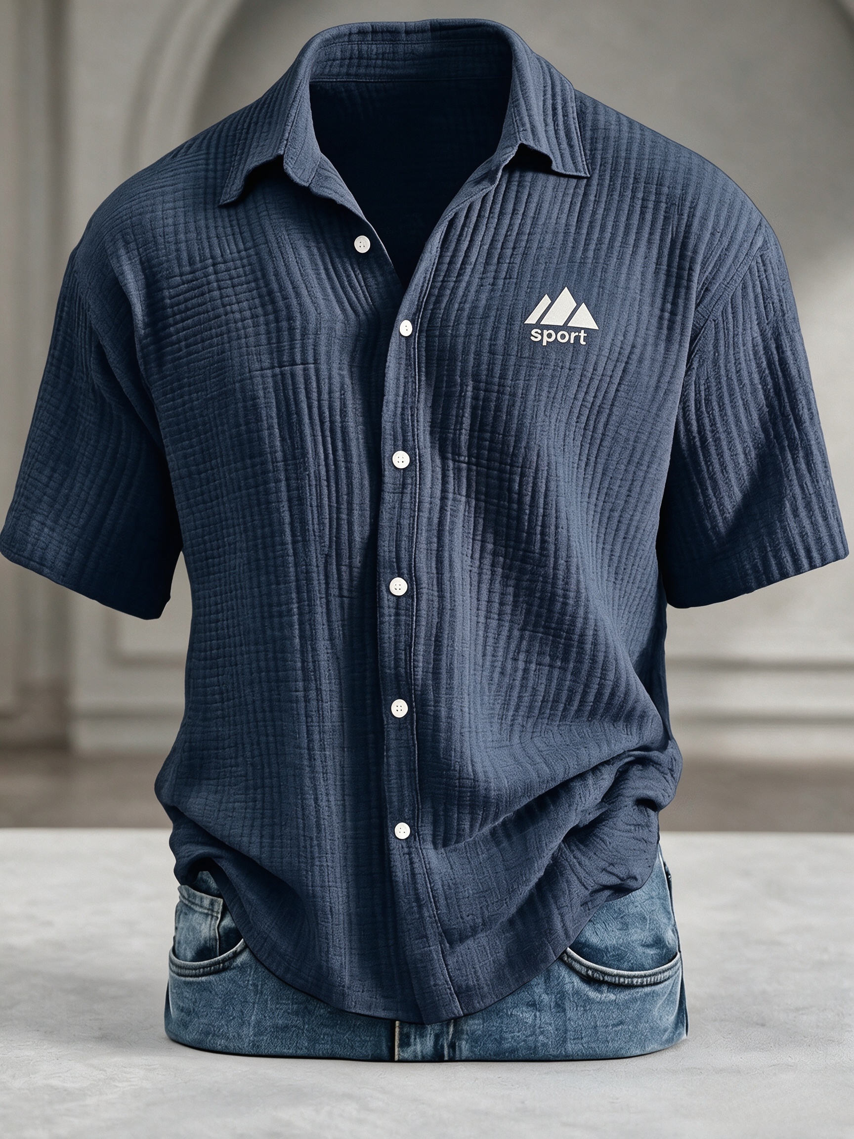 Lukas™ Premium Atmungsaktives Baumwoll-Hemd mit Struktur-Muster