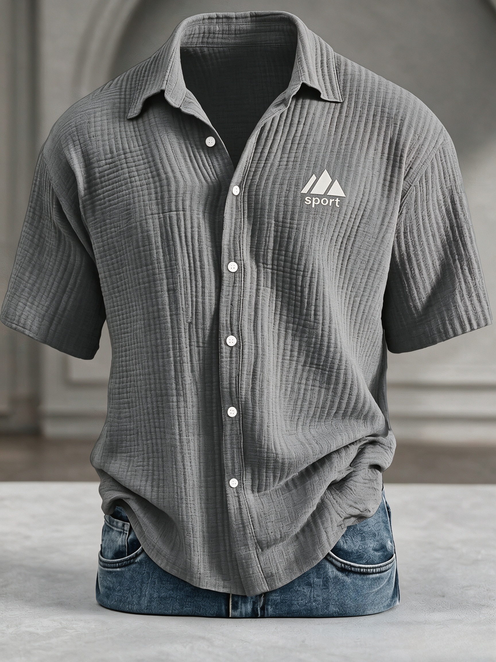 Lukas™ Premium Atmungsaktives Baumwoll-Hemd mit Struktur-Muster