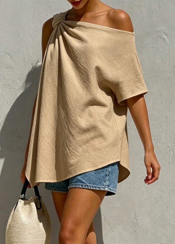 One-Shoulder Leinen Top Damen – Luftig, elegant & figurfreundlich
