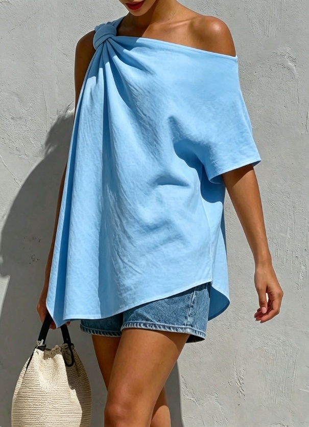 One-Shoulder Leinen Top Damen – Luftig, elegant & figurfreundlich