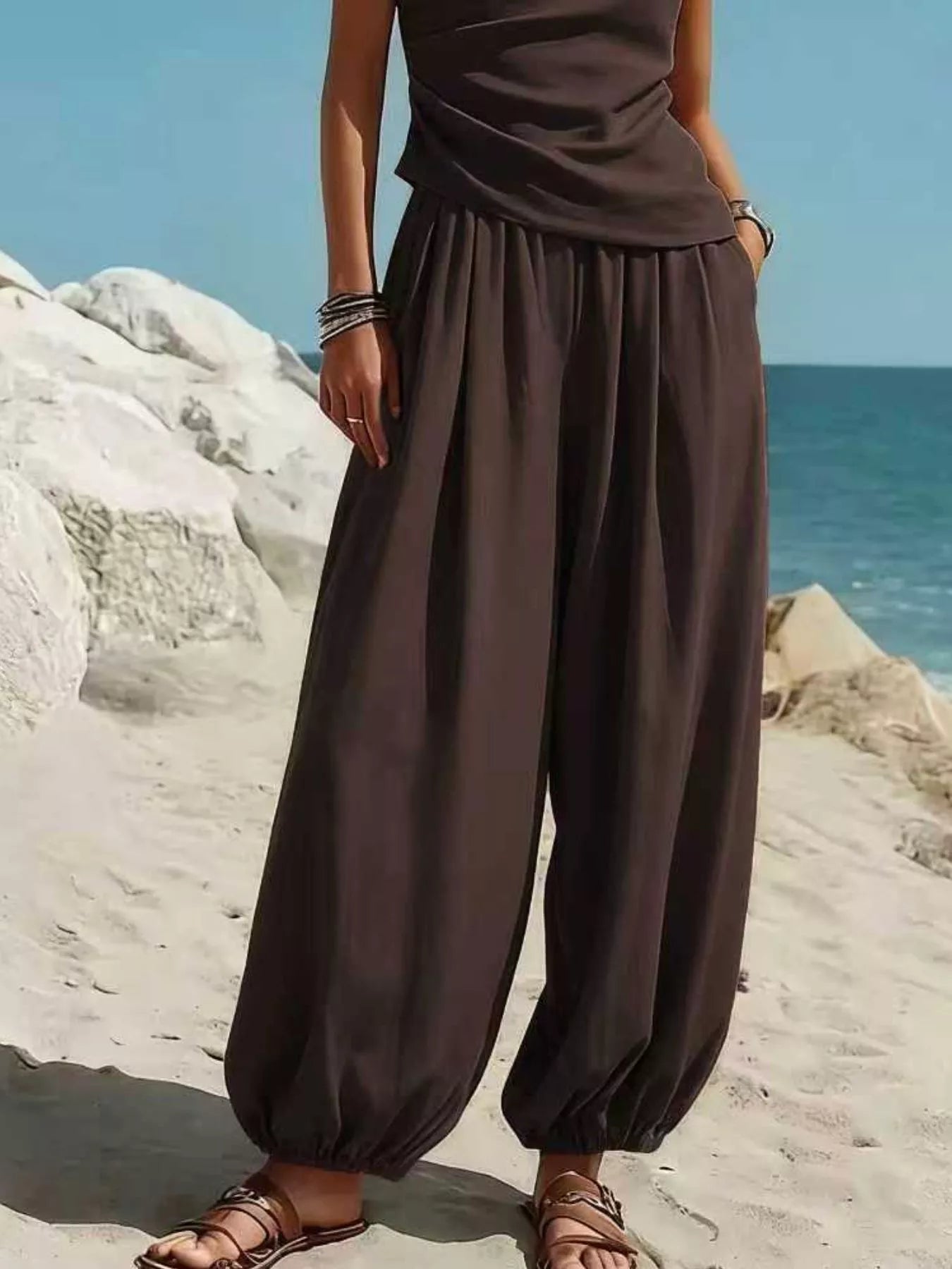 Elegantes 2-Teiler-Set mit Ein-Schulter-Top und Ballonhose – Bequem & Stilvoll