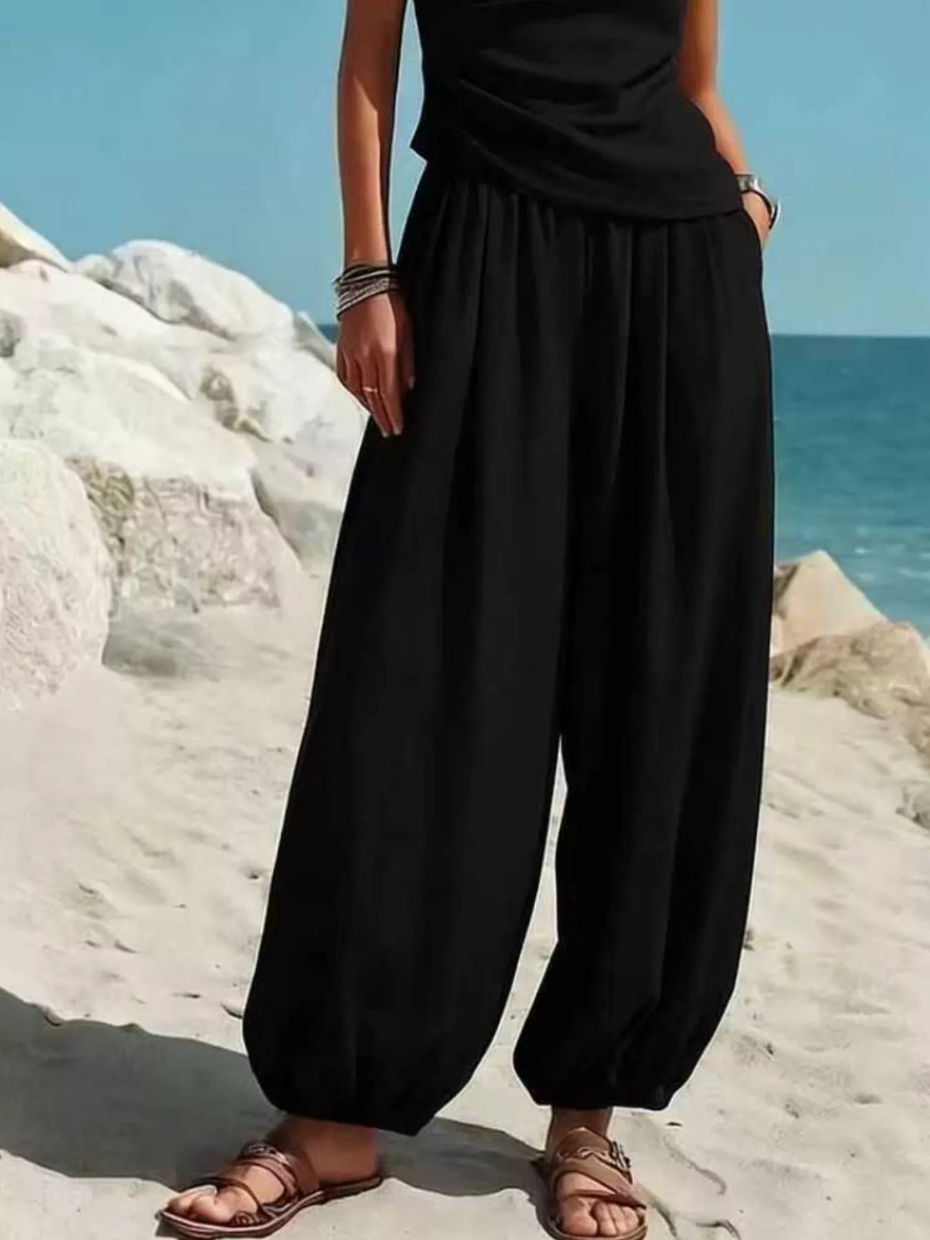 Elegantes 2-Teiler-Set mit Ein-Schulter-Top und Ballonhose – Bequem & Stilvoll