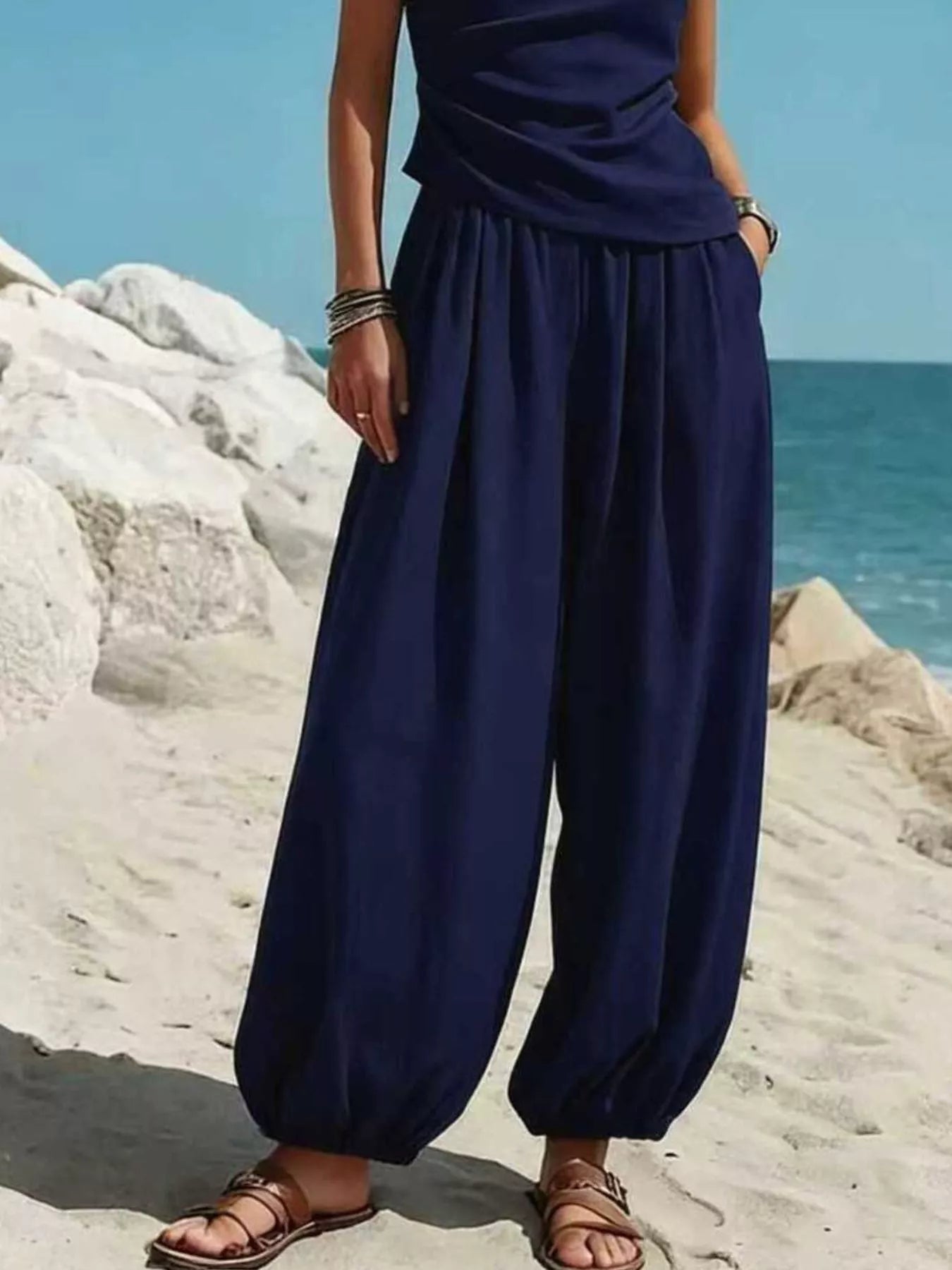 Elegantes 2-Teiler-Set mit Ein-Schulter-Top und Ballonhose – Bequem & Stilvoll