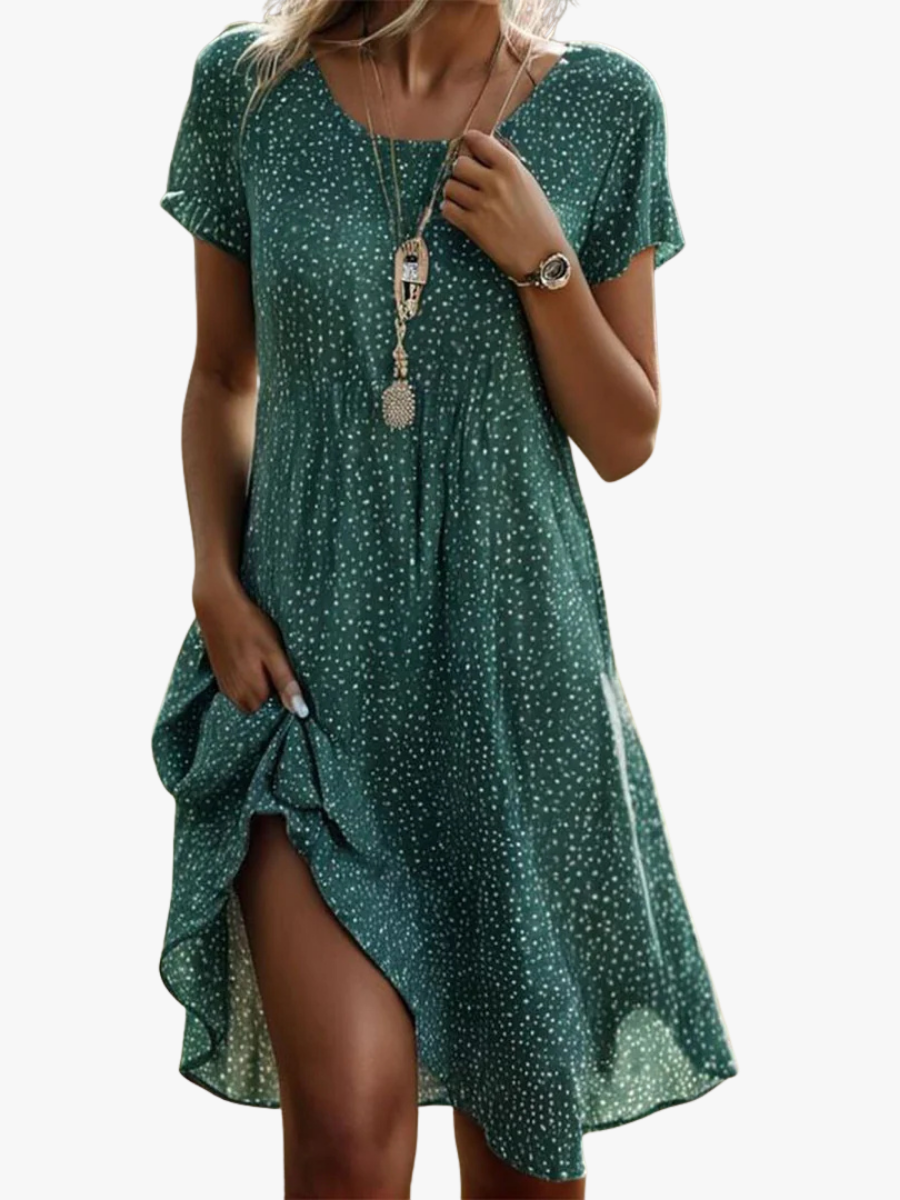 Rosa™ Elegantes Sommerkleid mit Punkte-Muster | Luftiges Midikleid mit Taschen