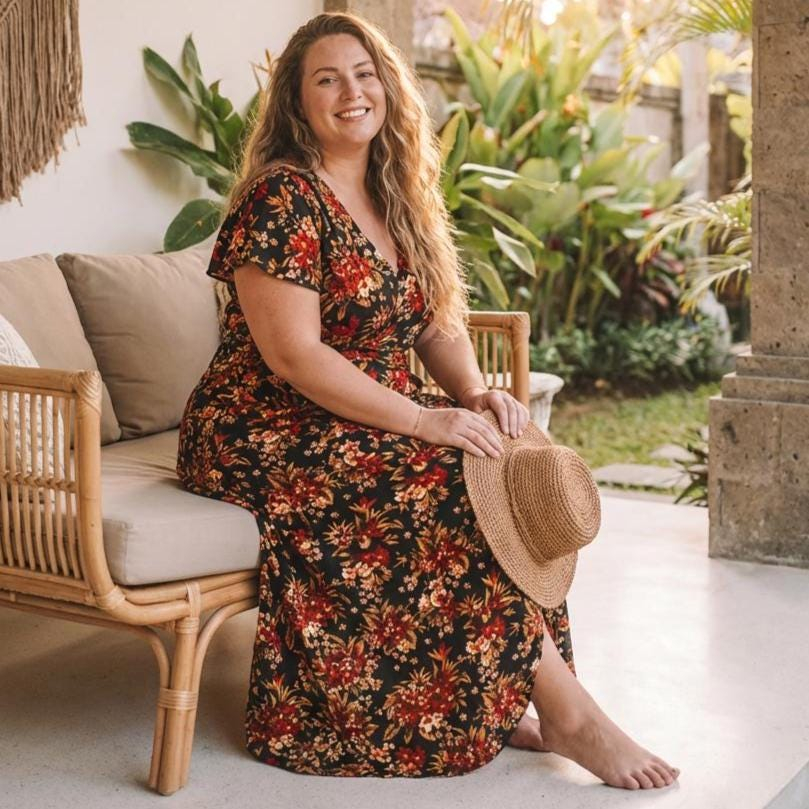 Maxikleid mit Blumenmuster und V-Ausschnitt – Elegant & Figurfreundlich