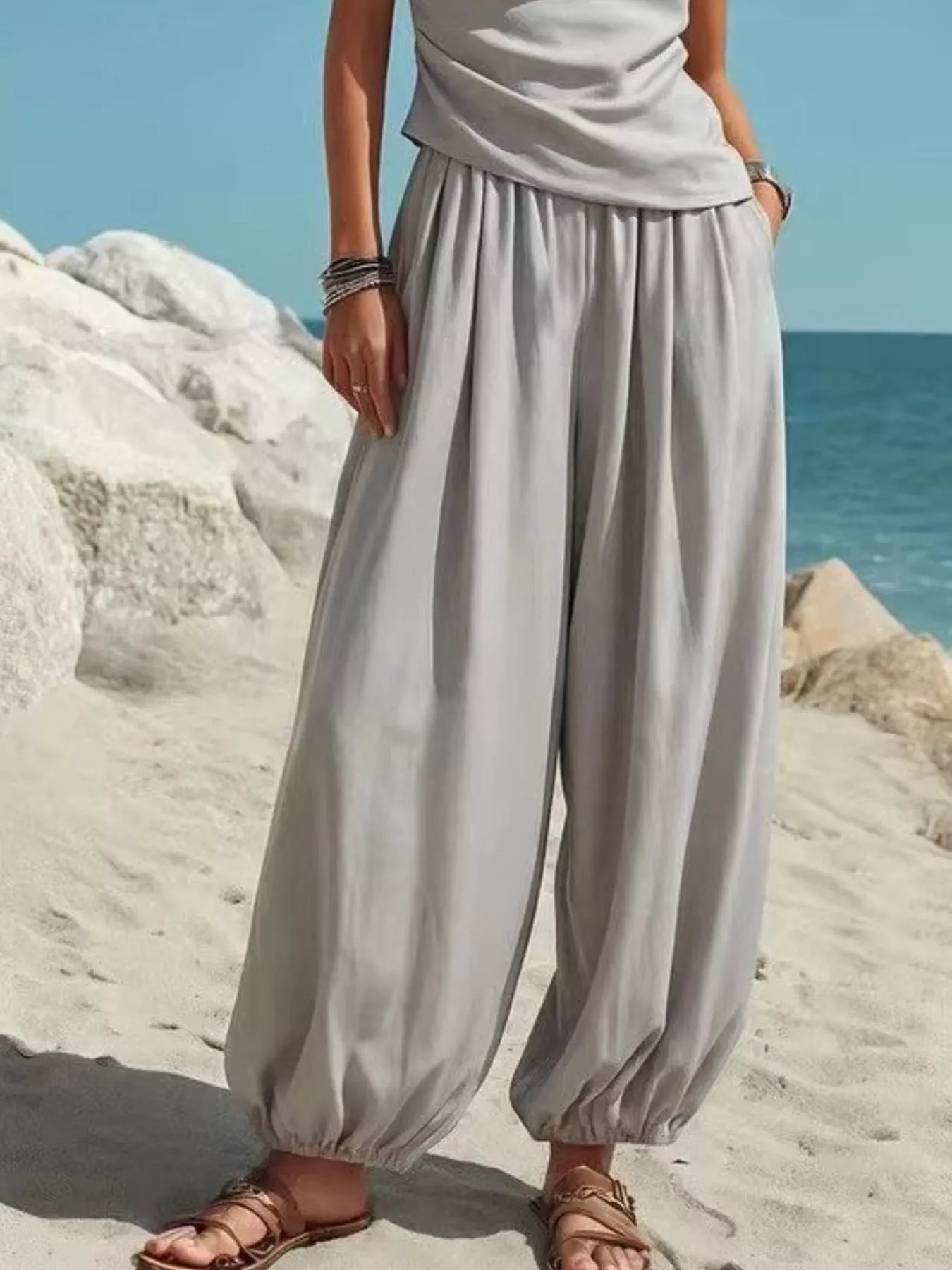 Elegantes 2-Teiler-Set mit Ein-Schulter-Top und Ballonhose – Bequem & Stilvoll