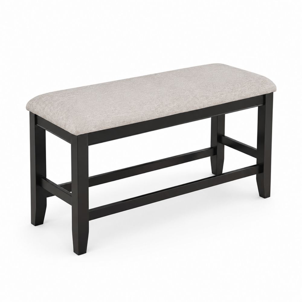 Banc en bois et tissu Gris/Noir 120x40x45 cm
