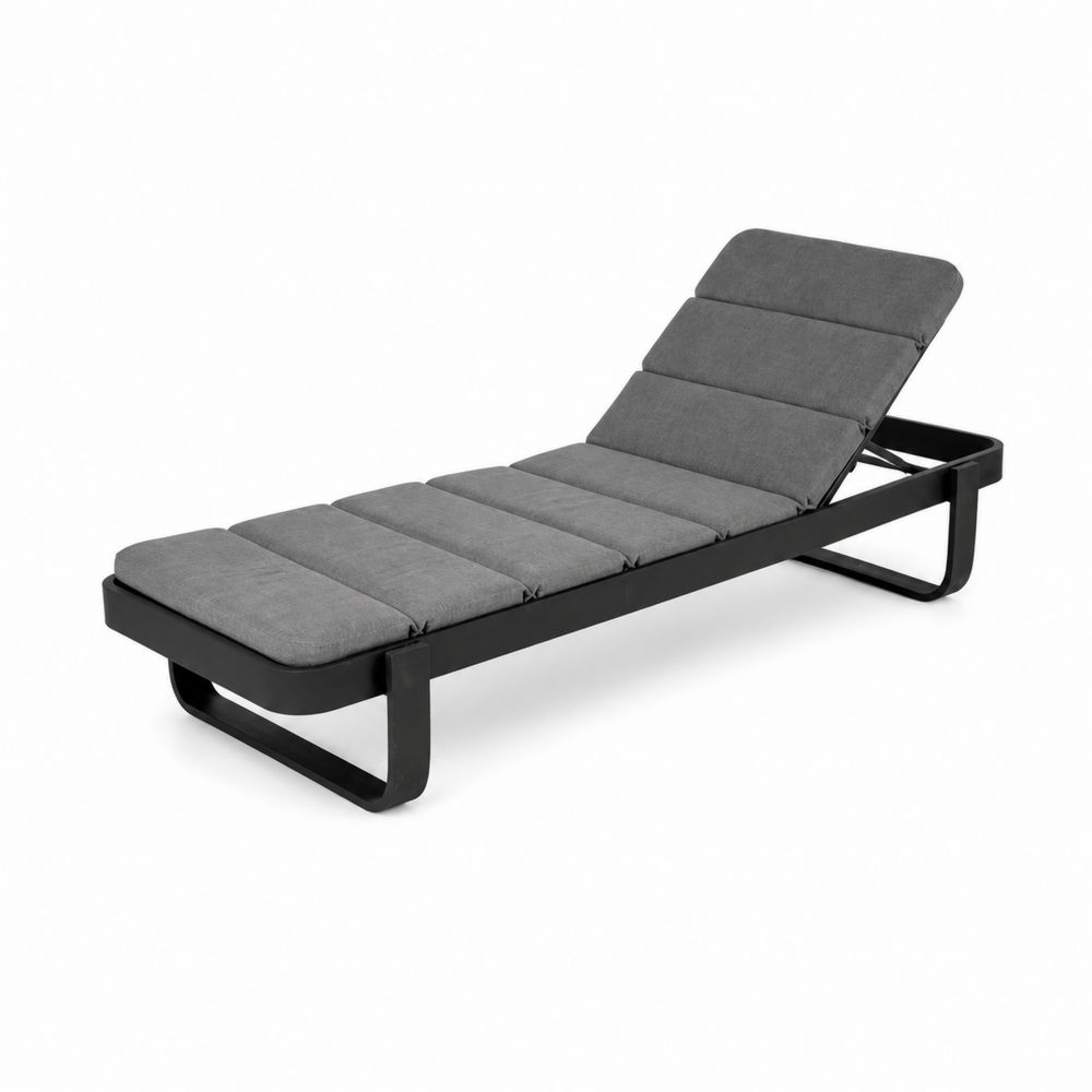 Chaise longue extérieure ajustable en métal et tissu gris