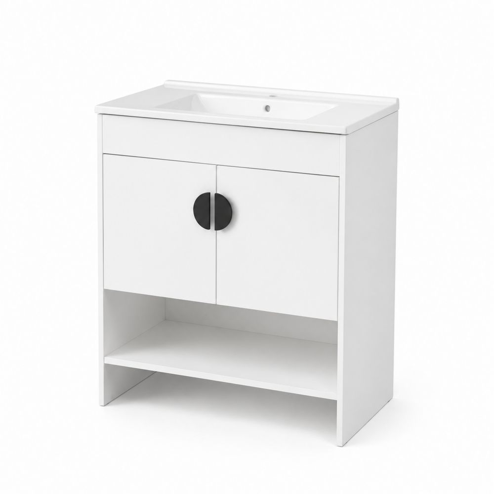 Meuble sous lavabo en bois MDF blanc
