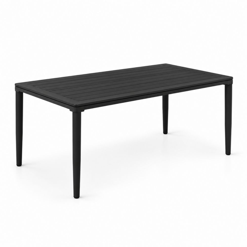 Table rectangulaire d'extérieur en aluminium noir 180x90 cm