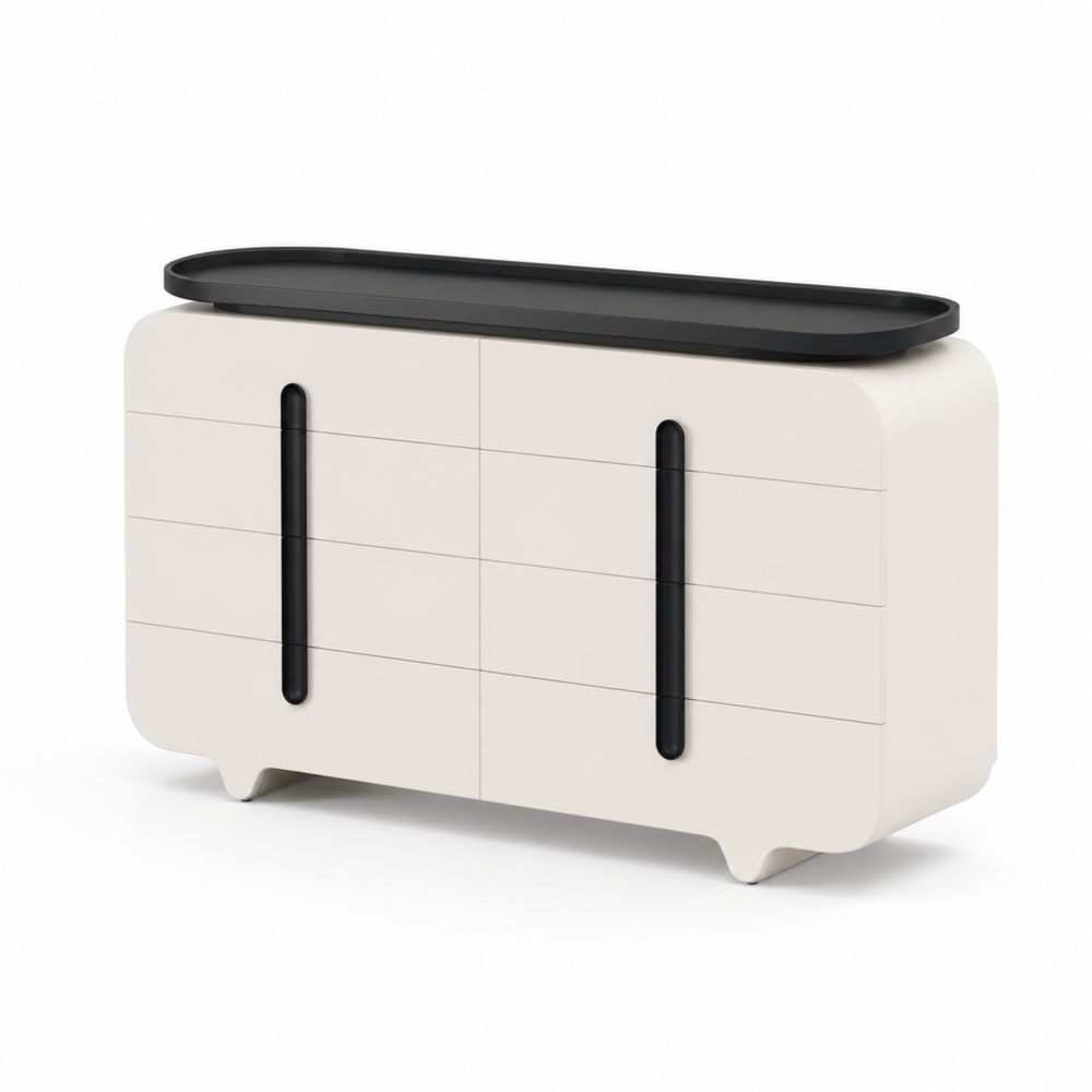 Buffet en bois avec plateau noir 150x40x80 cm