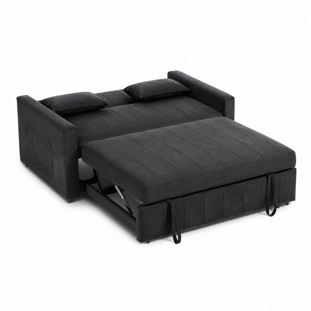 Canapé-lit en tissu Gris Anthracite avec coussins