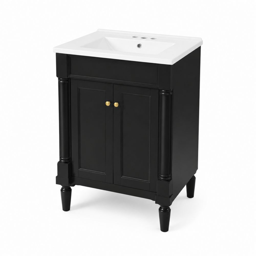 Meuble sous lavabo noir avec lavabo en céramique