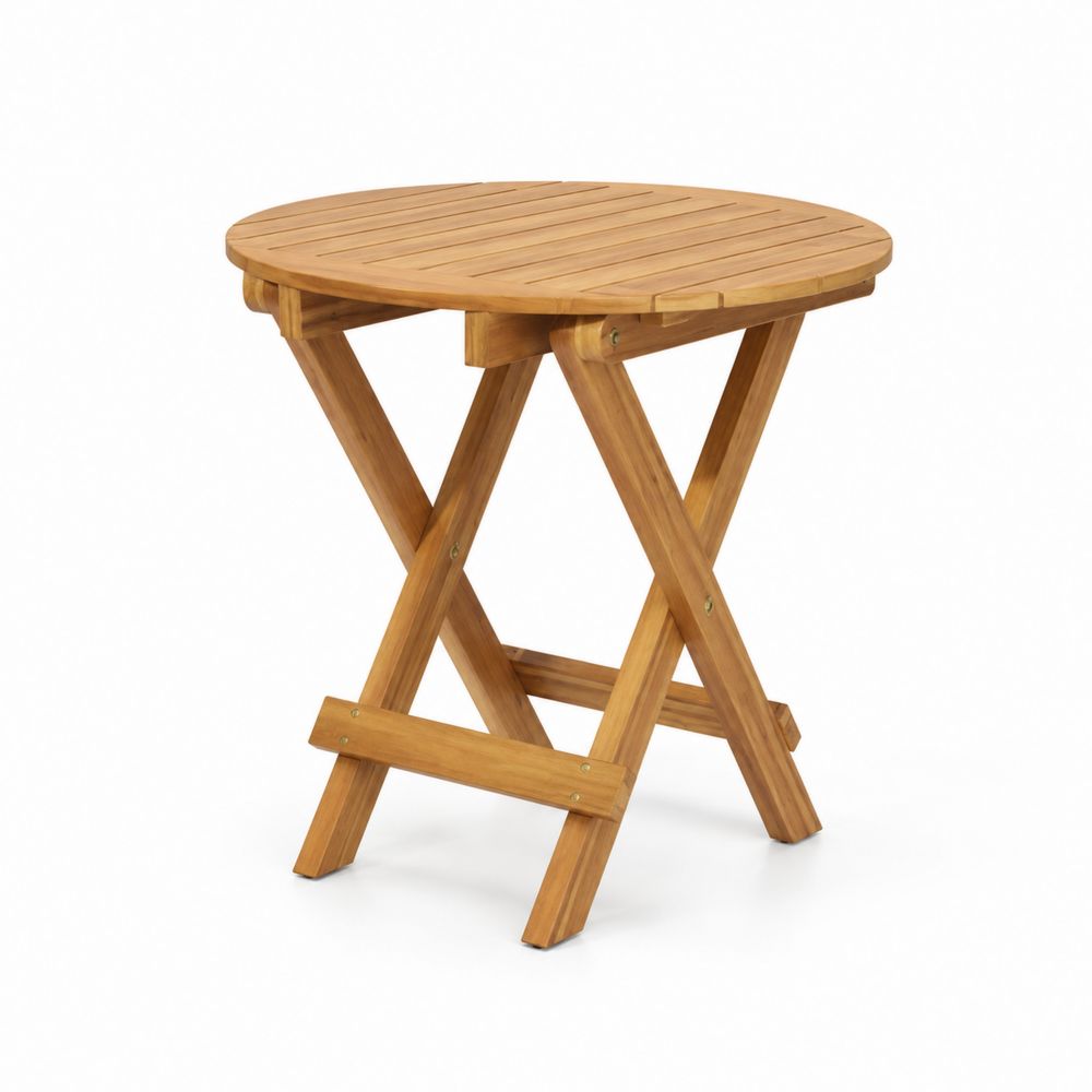 Table ronde pliante en bois de teck Ø45 cm