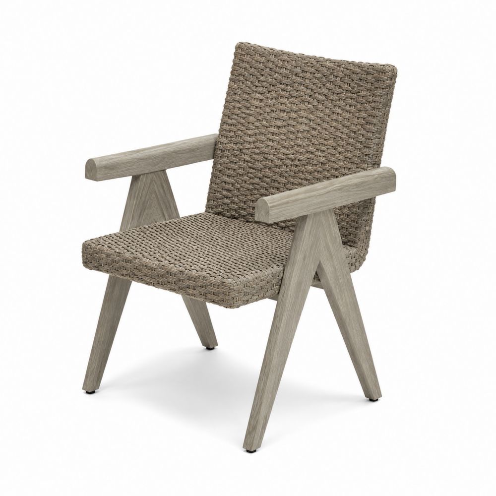 Chaise en bois et rotin synthétique Gris