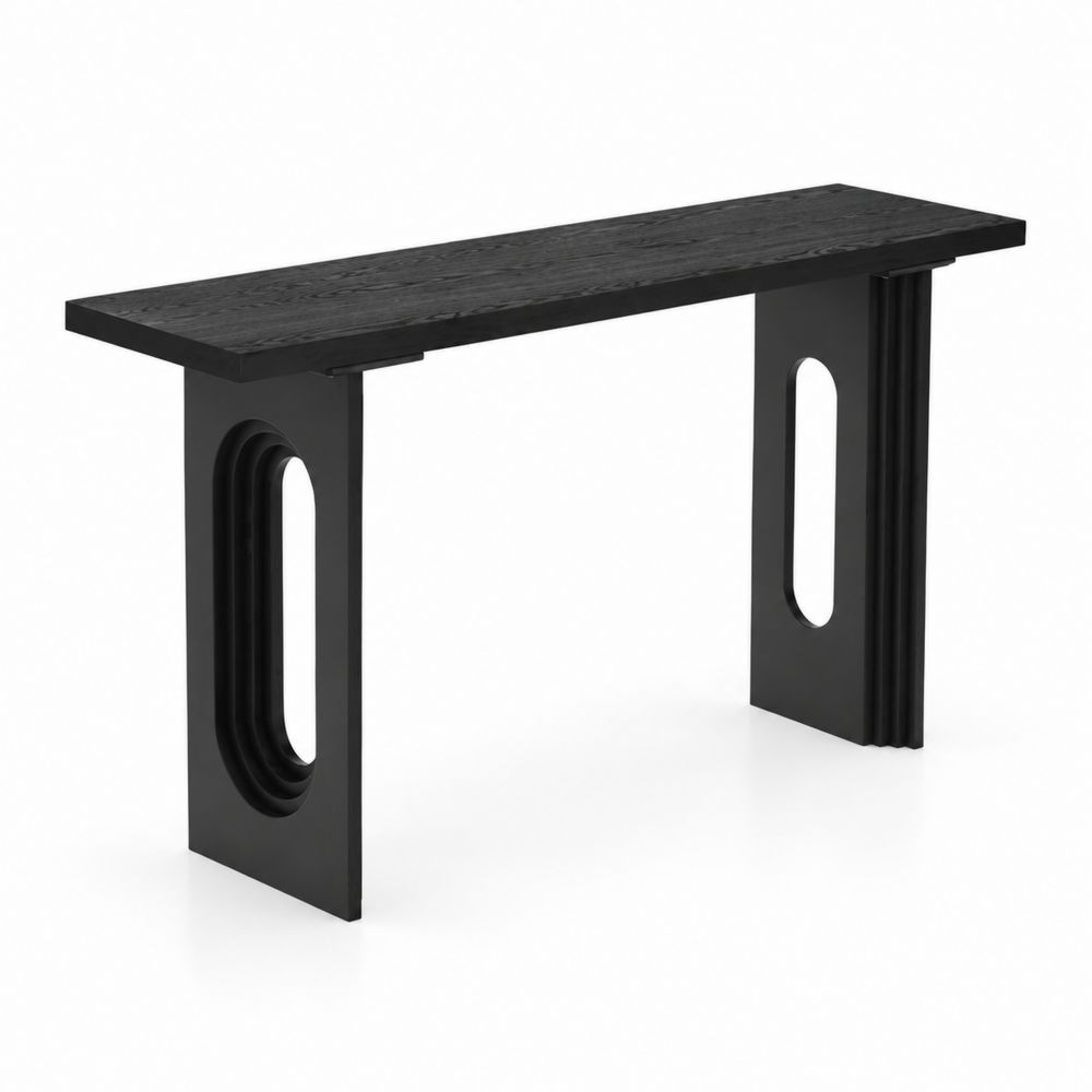Table d'entrée rectangulaire en bois MDF et métal noir 120x30x75 cm