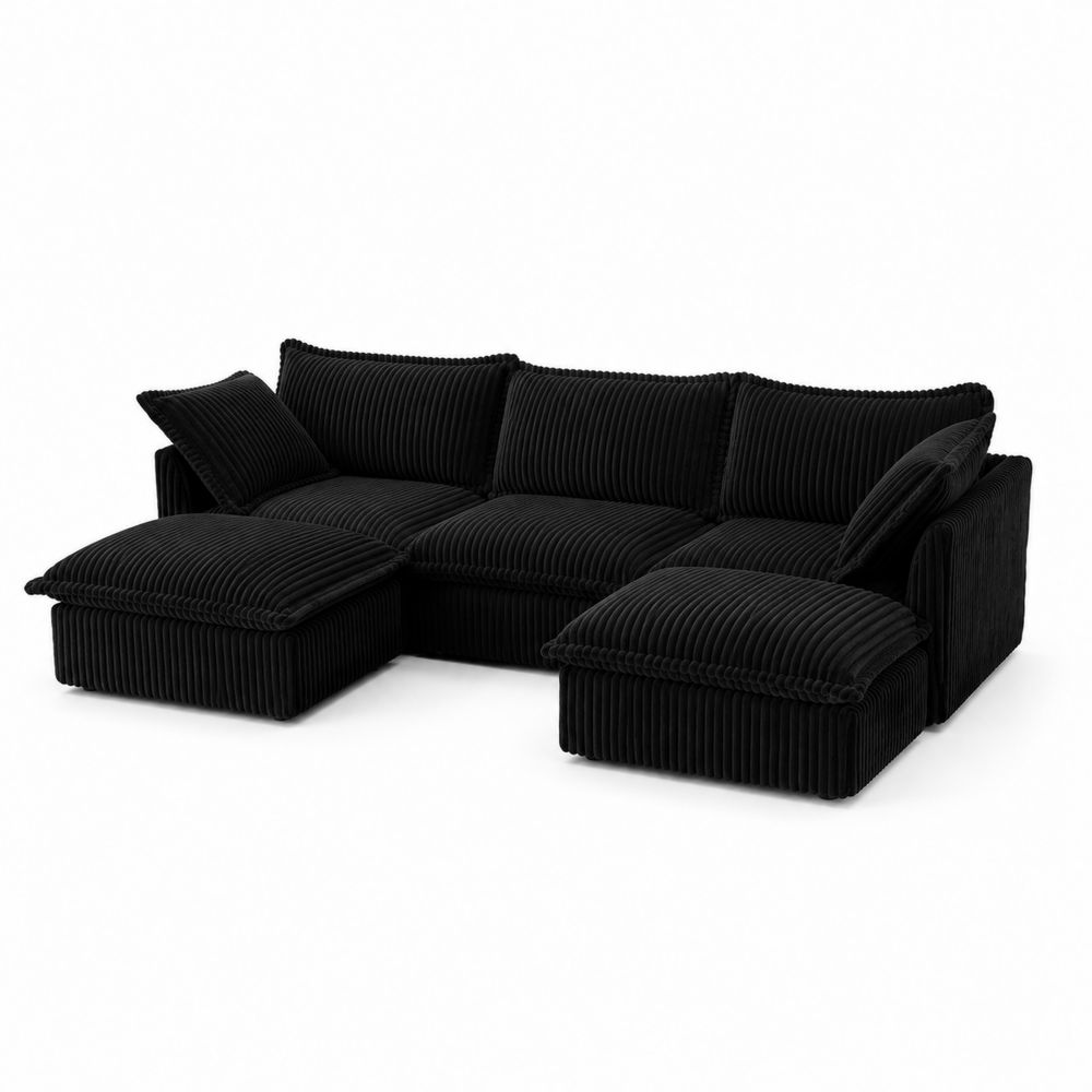 Canapé modulaire en velours côtelé noir