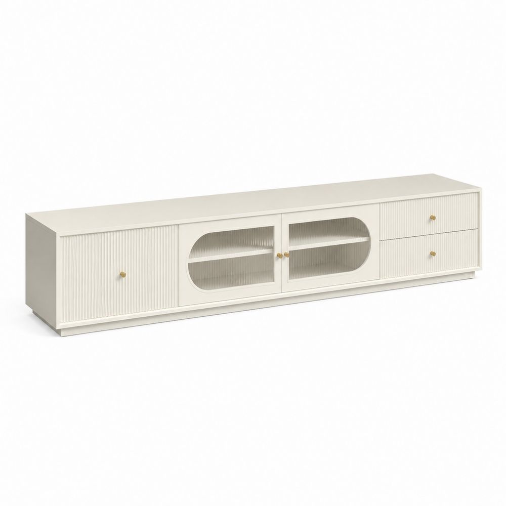 Meuble TV en MDF avec portes en verre 200x40x50 cm