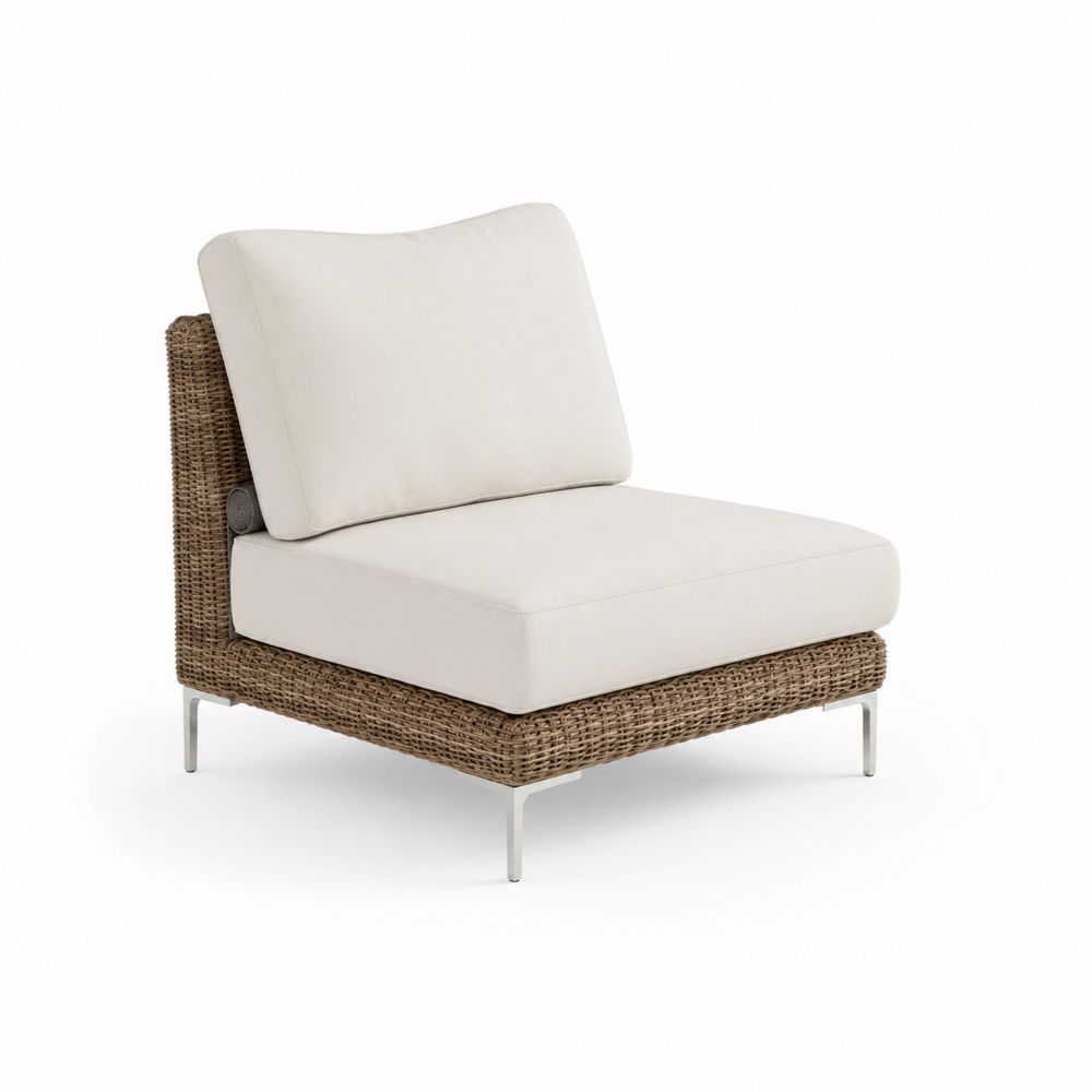 Fauteuil en Rotin Synthétique avec Coussins en Polyester Blanc