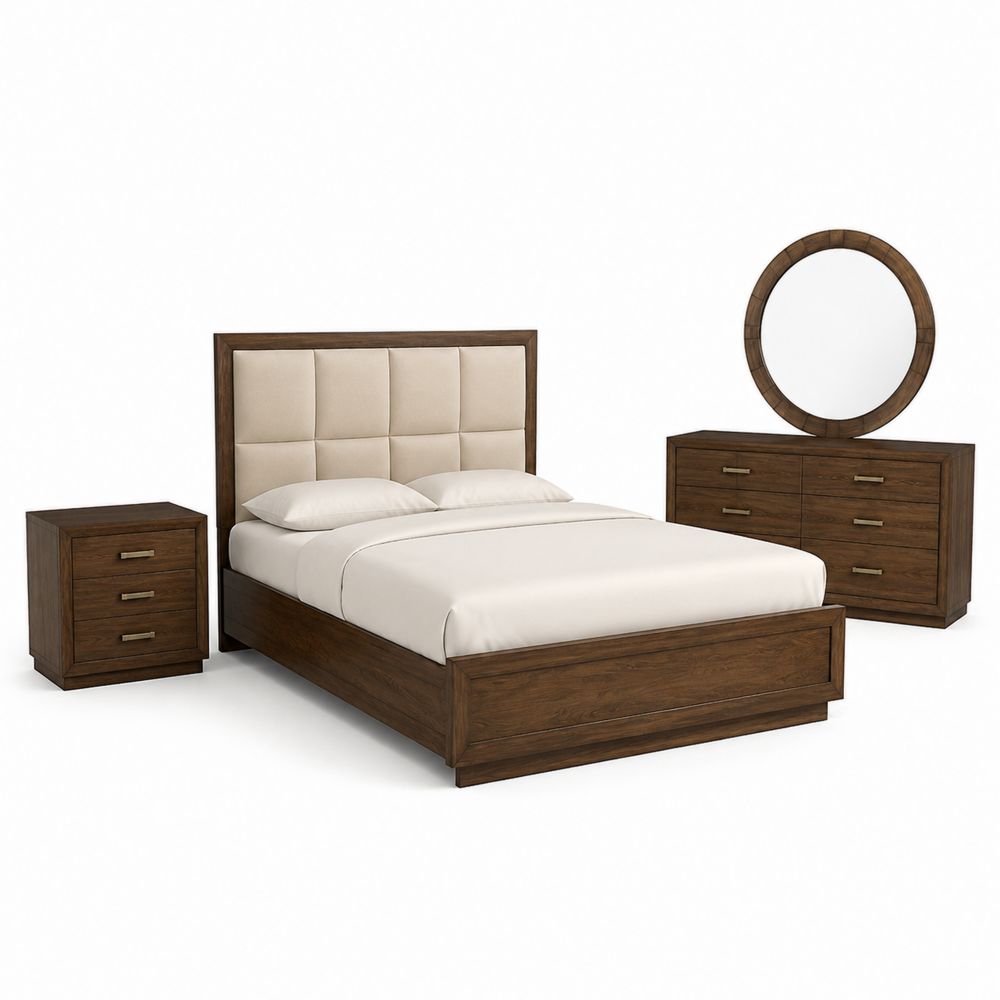 Ensemble de chambre à coucher en bois et tissu