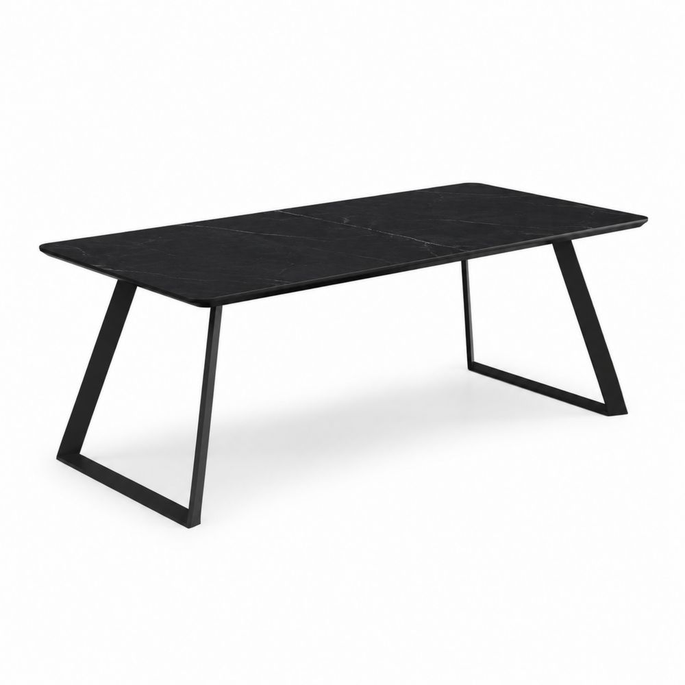 Table de salle à manger rectangulaire en céramique et métal Noir